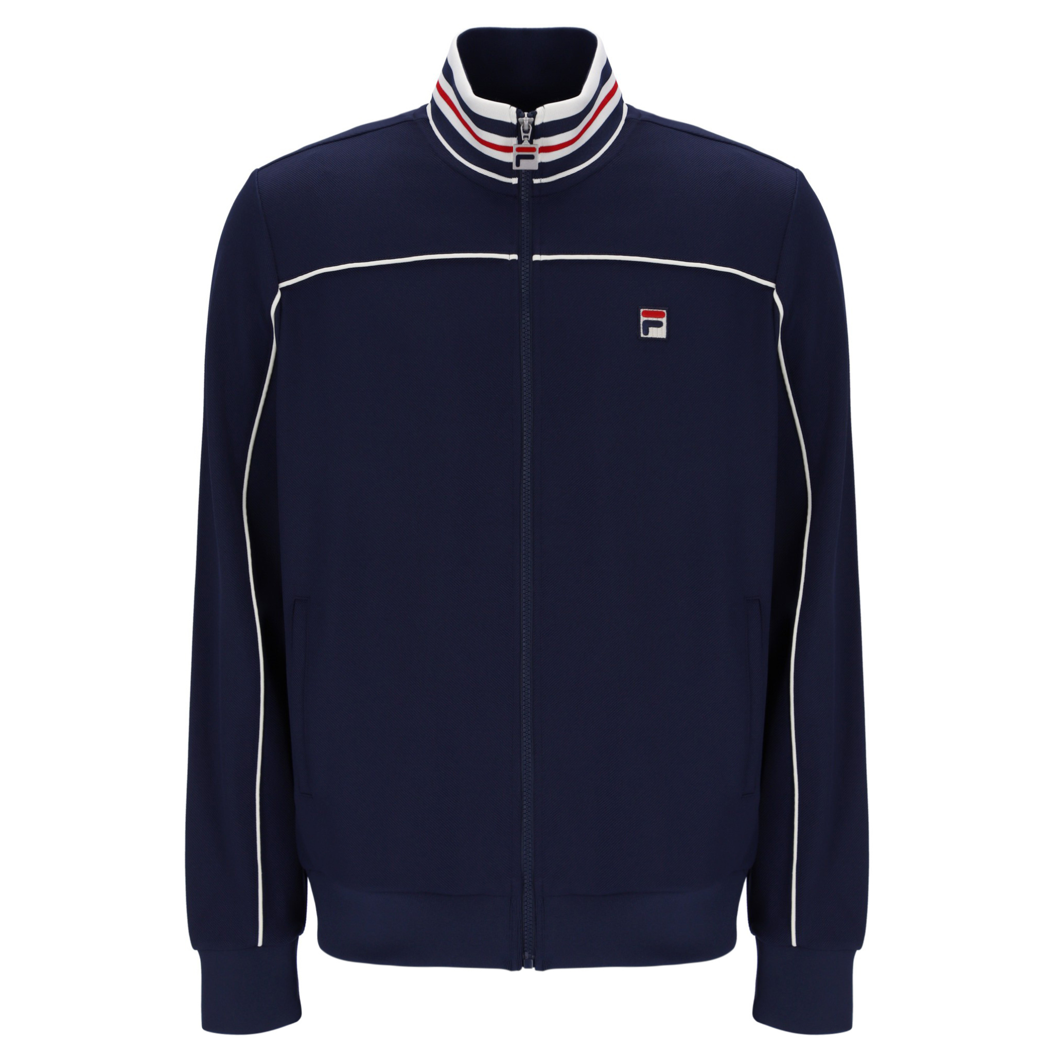 Mens Fila Navy Federico Tipped Neck Track Jacket