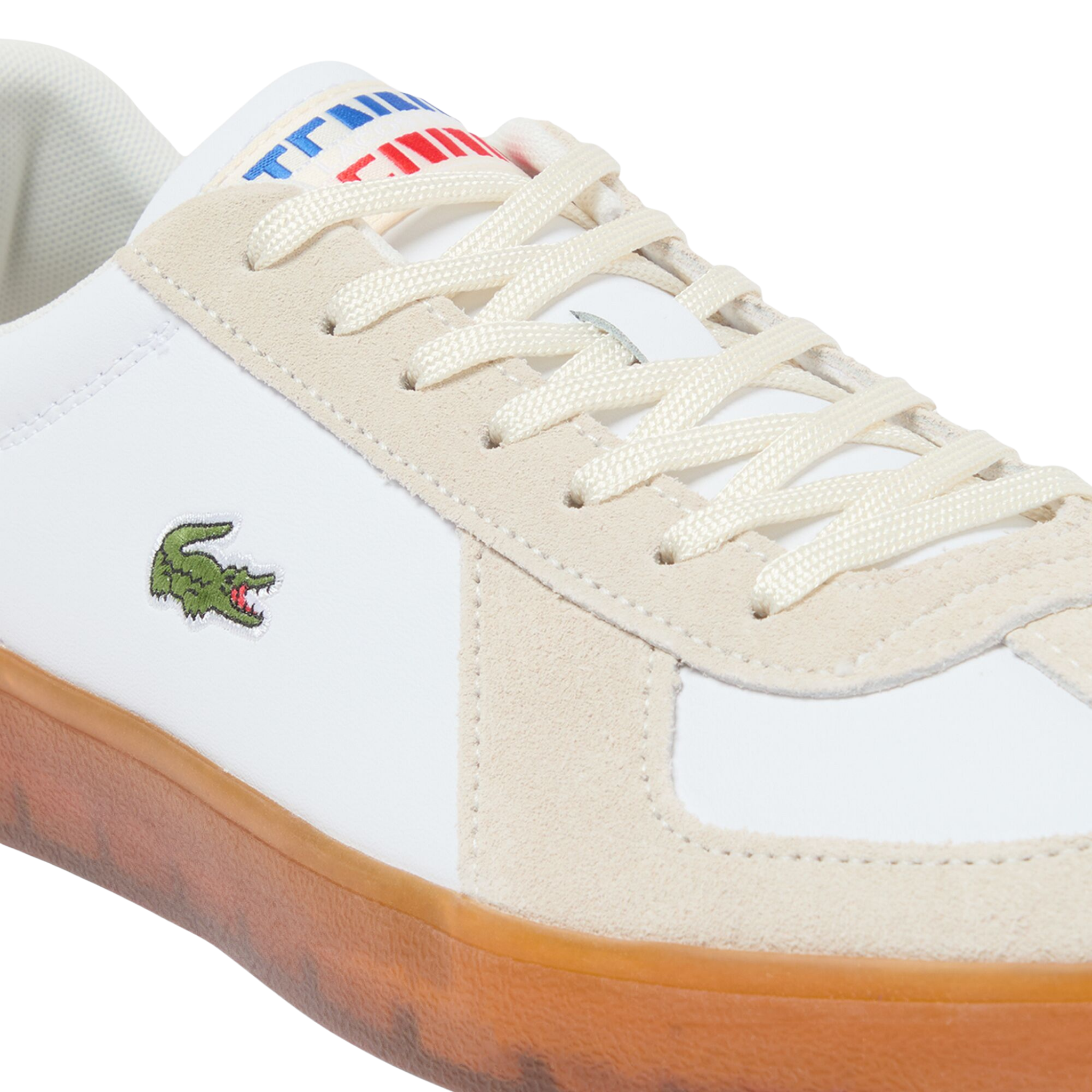 Mens Lacoste White/Gum Baseshot Pro Suede Trainers