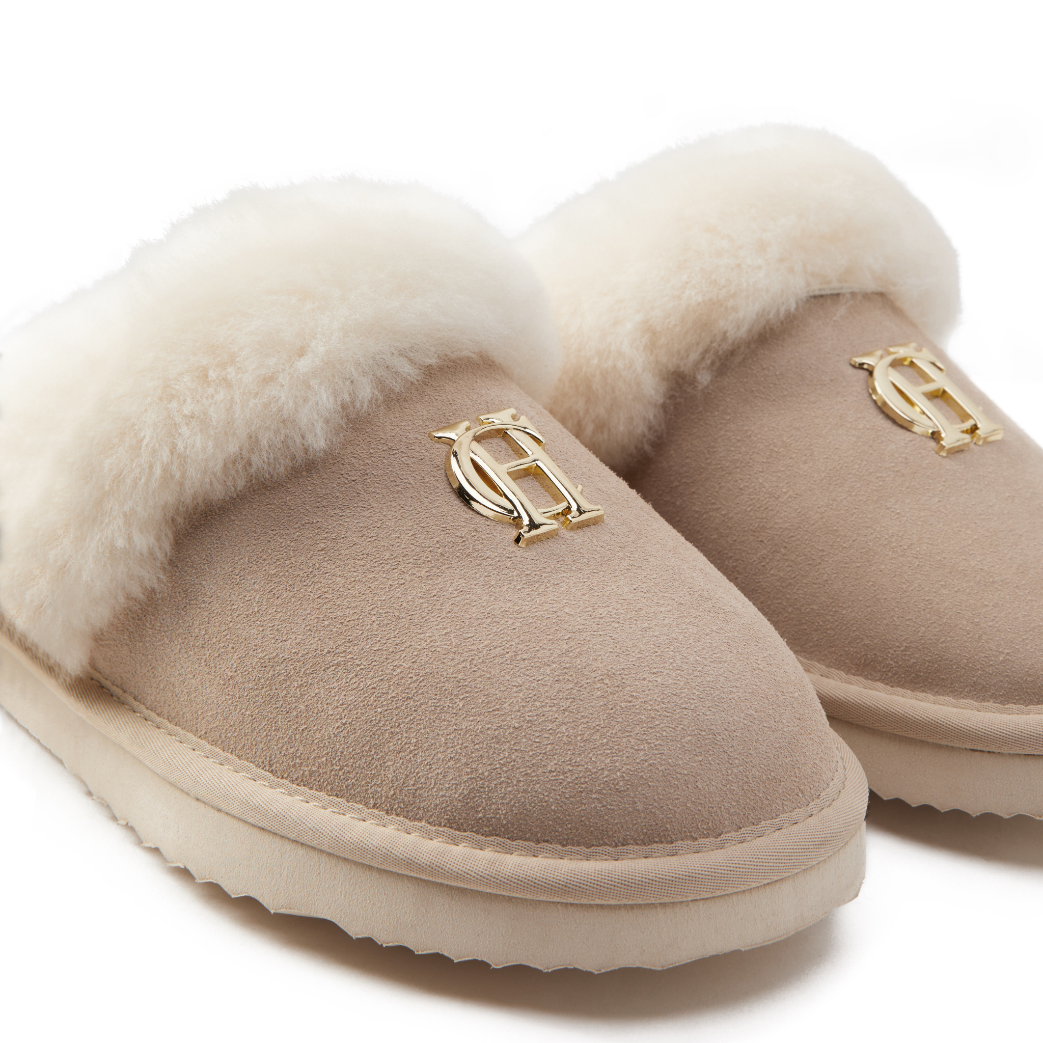 Womens Holland Cooper Oyster Shearling Slippers