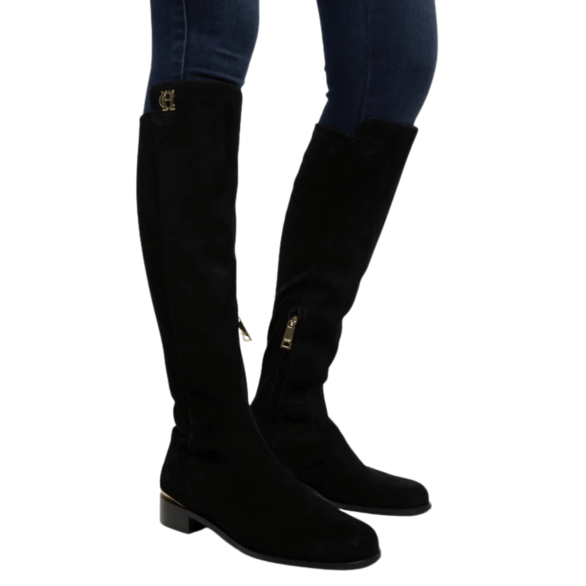 Womens Holland Cooper Black Suede Albany Knee Boots