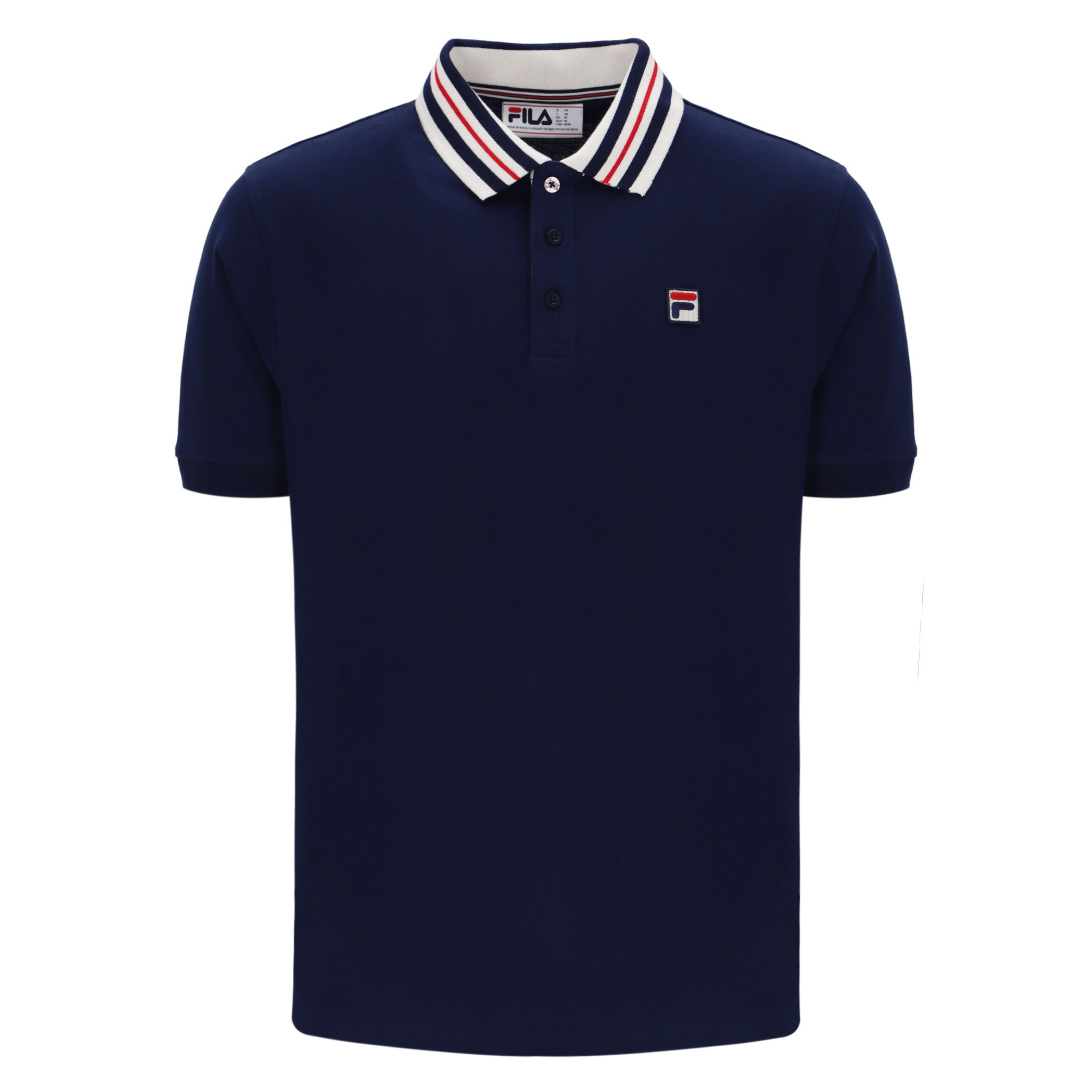 Mens Fila Navy Achille Heritage Tape S/s Polo Shirt