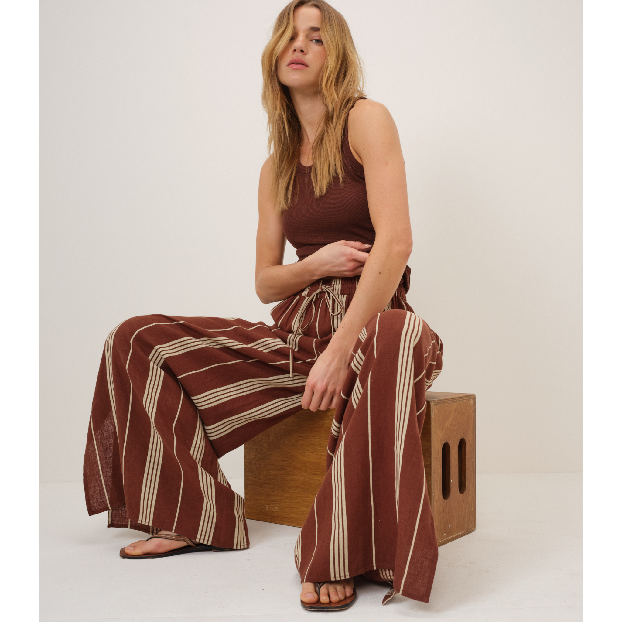 Womens Nobody's Child Brown Stripe Elstow Split Trousers