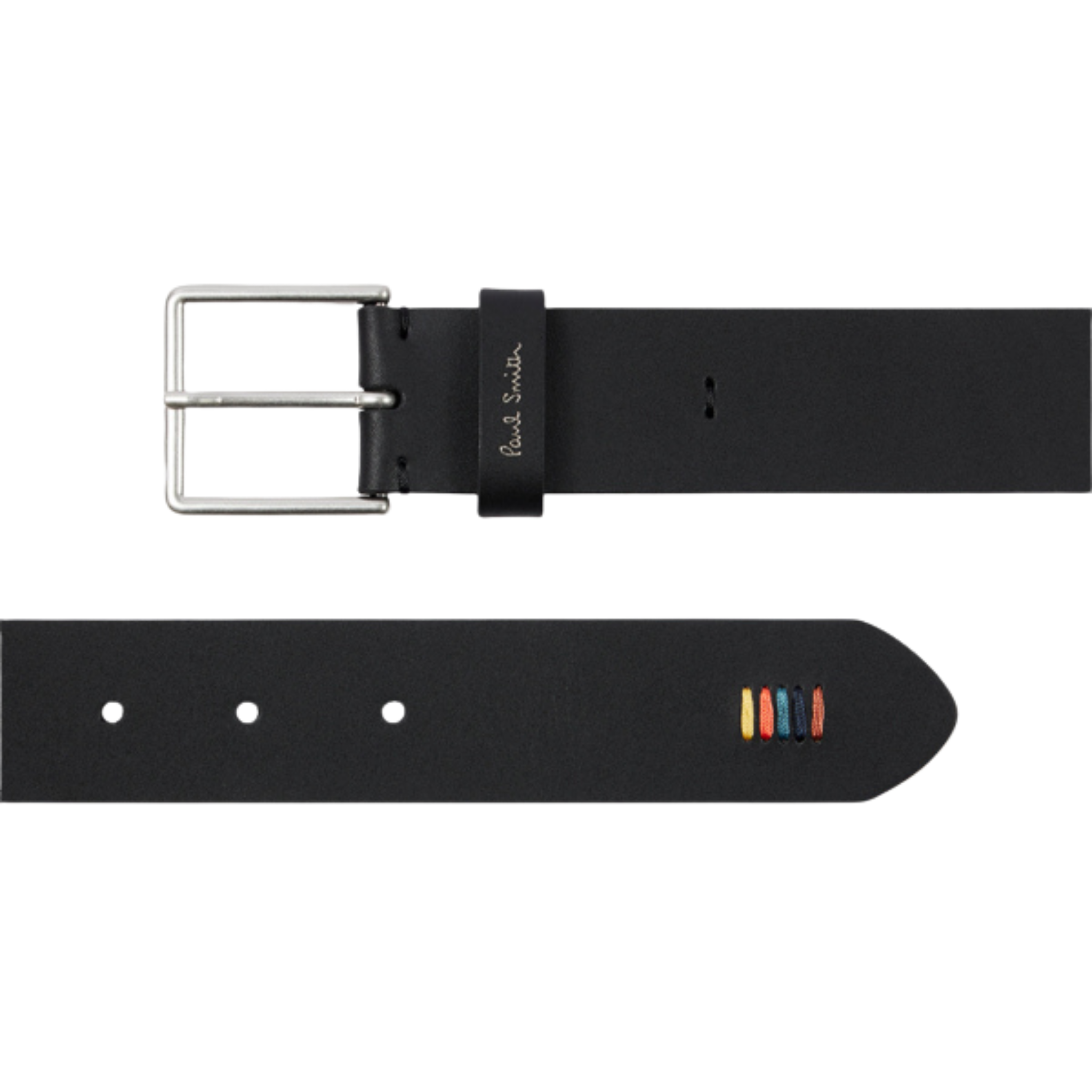 Mens Paul Smith Black Stitch Detail Leather Belt