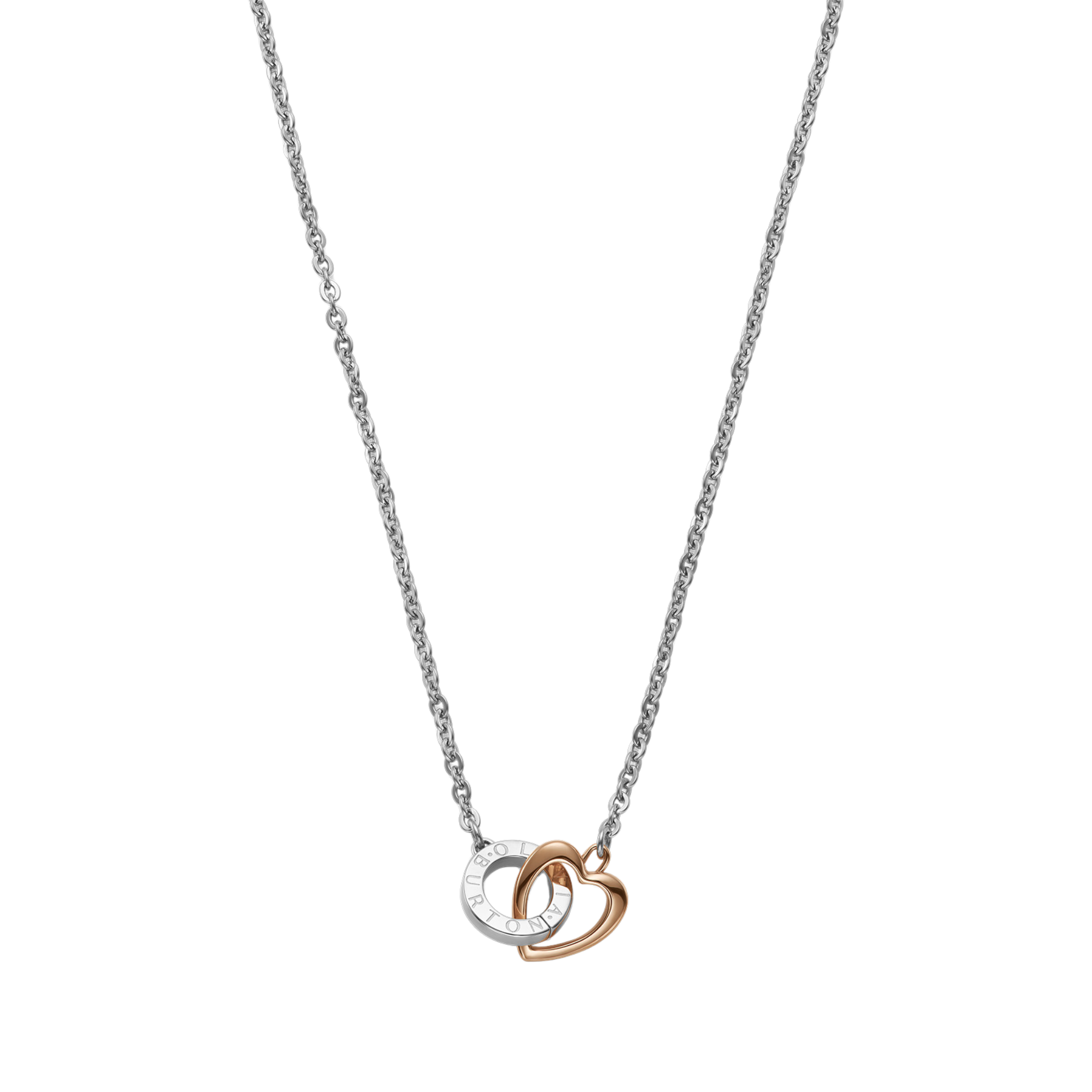Womens Olivia Burton Silver/Two Tone Heart Interlink Necklace