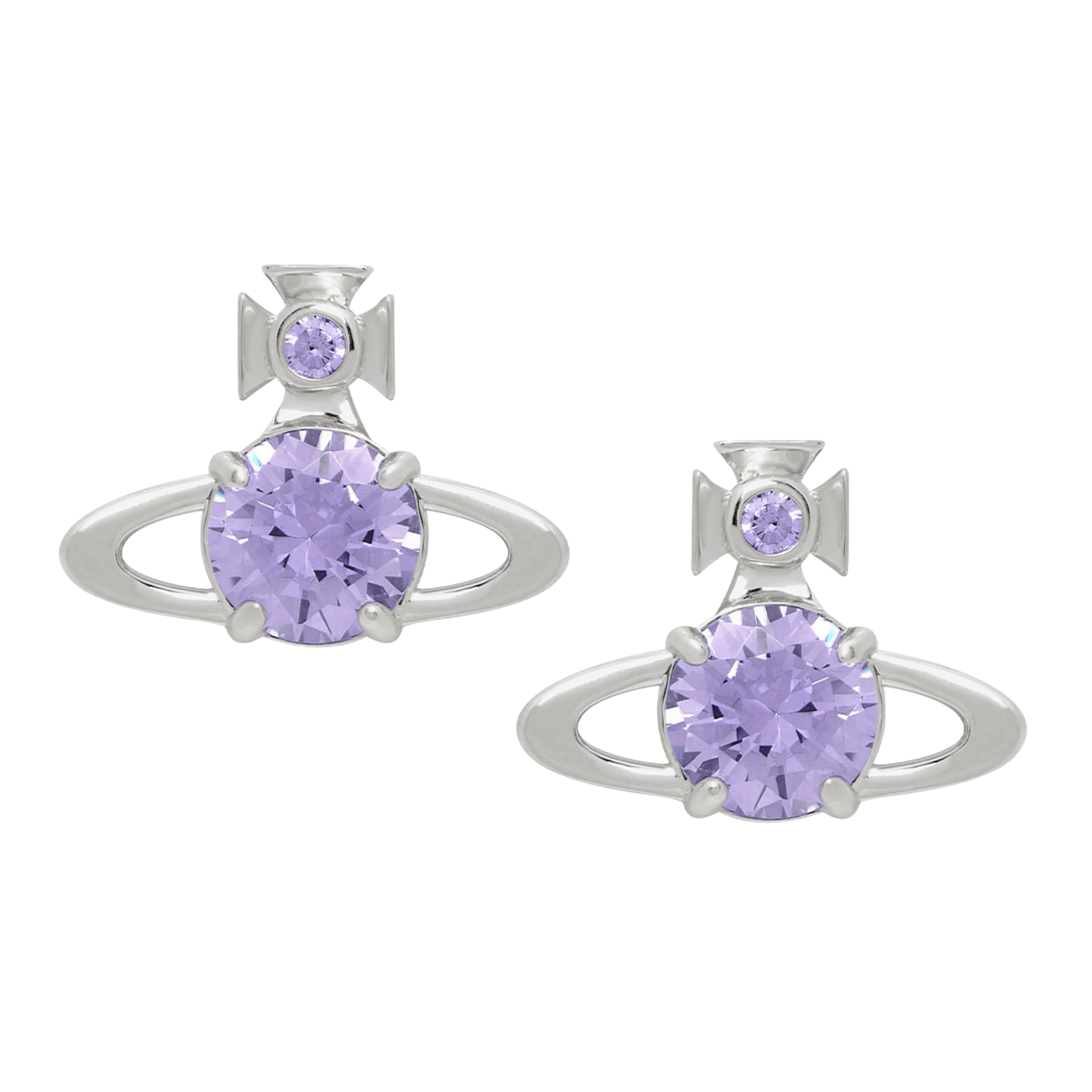 Vivienne Westwood Platinum/Light Lavender CZ Reina Large Earrings
