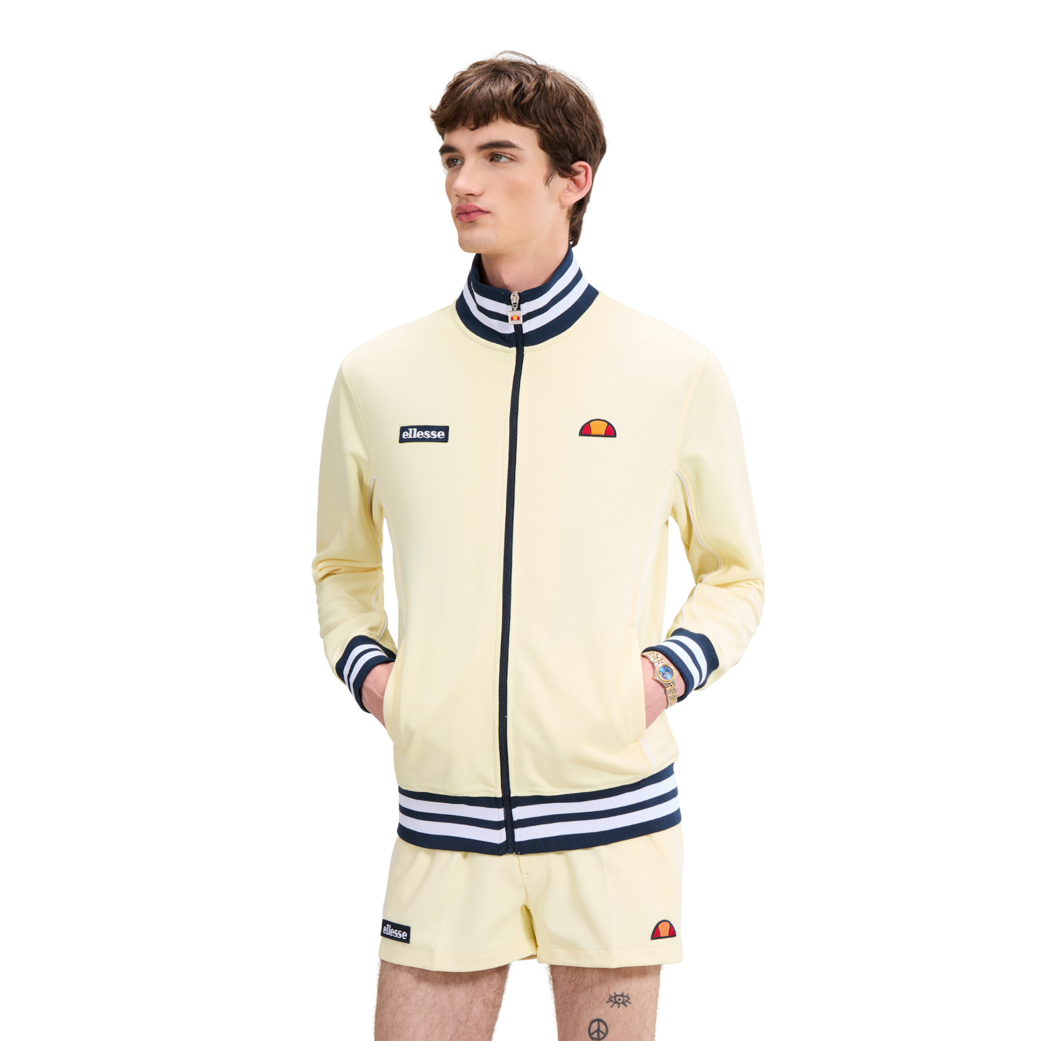 Mens Ellesse Light Yellow/Navy Milan Track Jacket