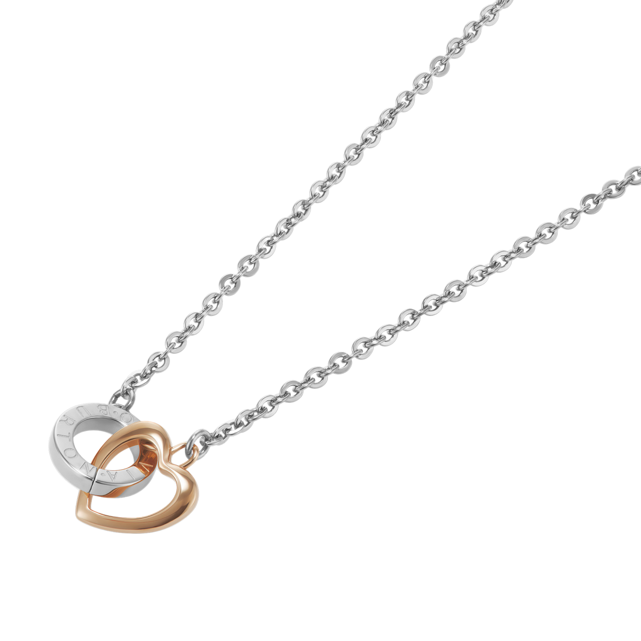 Womens Olivia Burton Silver/Two Tone Heart Interlink Necklace