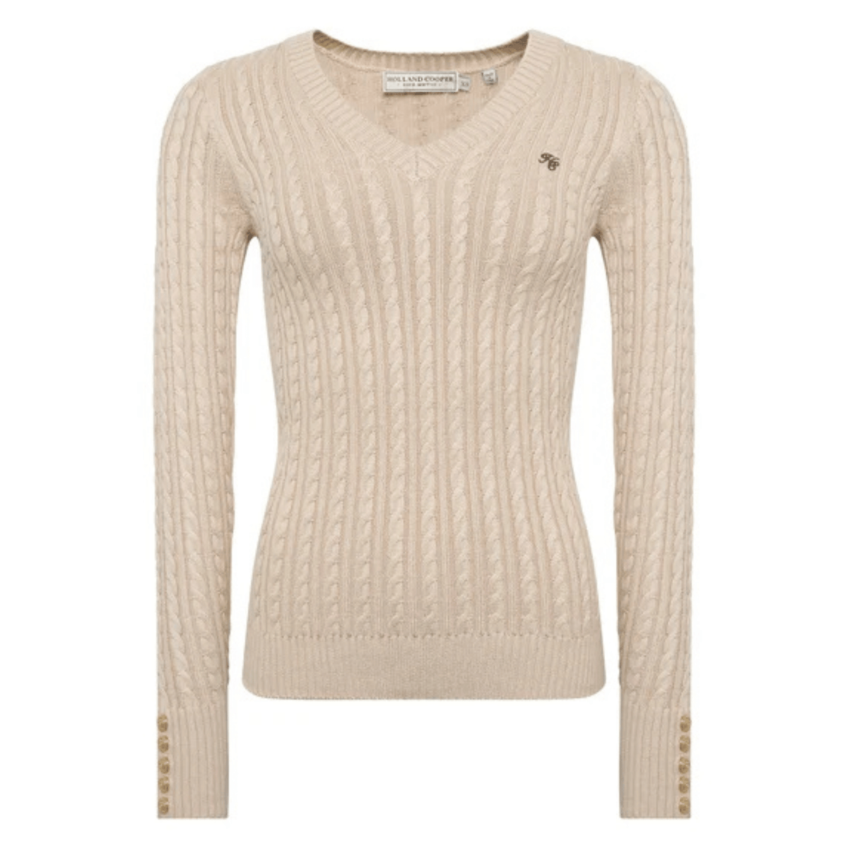 Womens Holland Cooper Oatmeal Seattle Cable V-Neck Knit