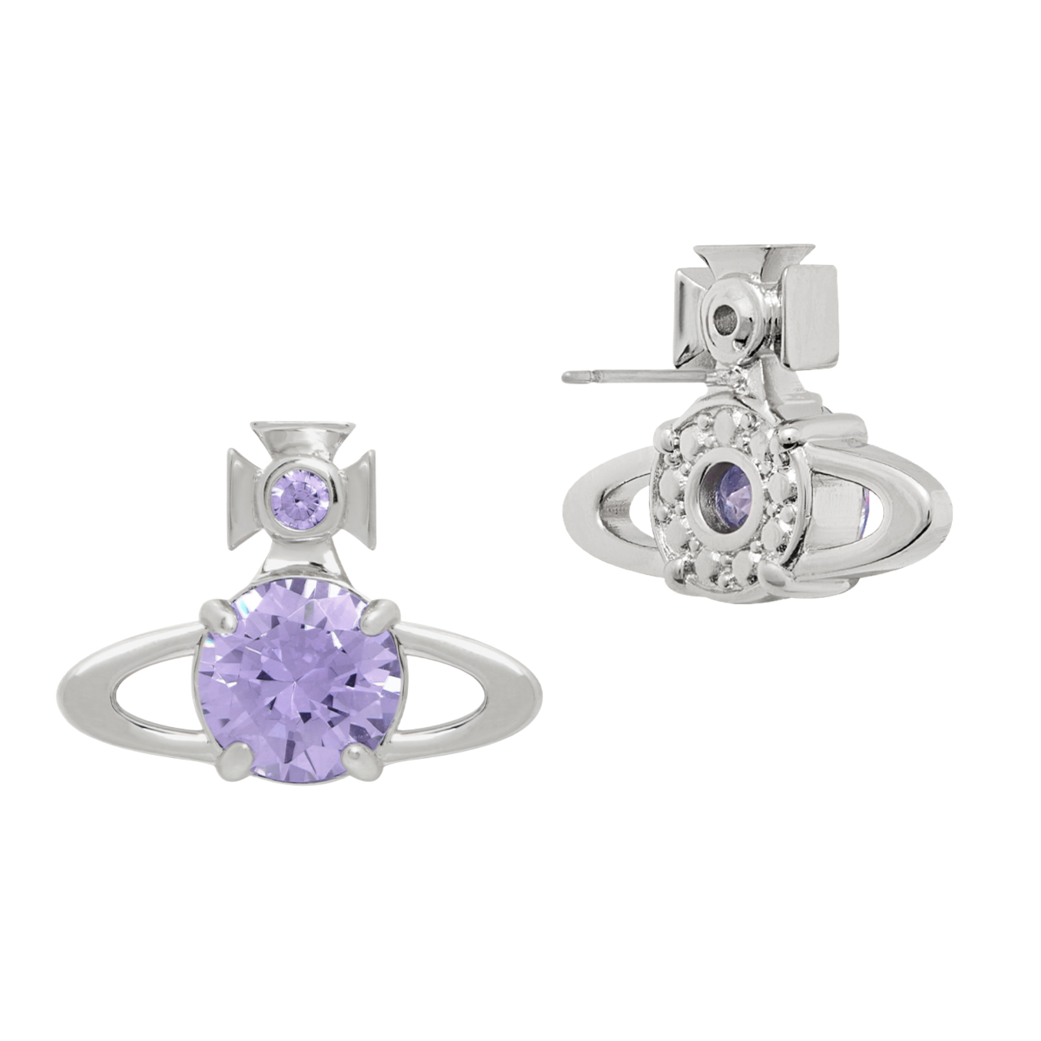 Vivienne Westwood Platinum/Light Lavender CZ Reina Large Earrings