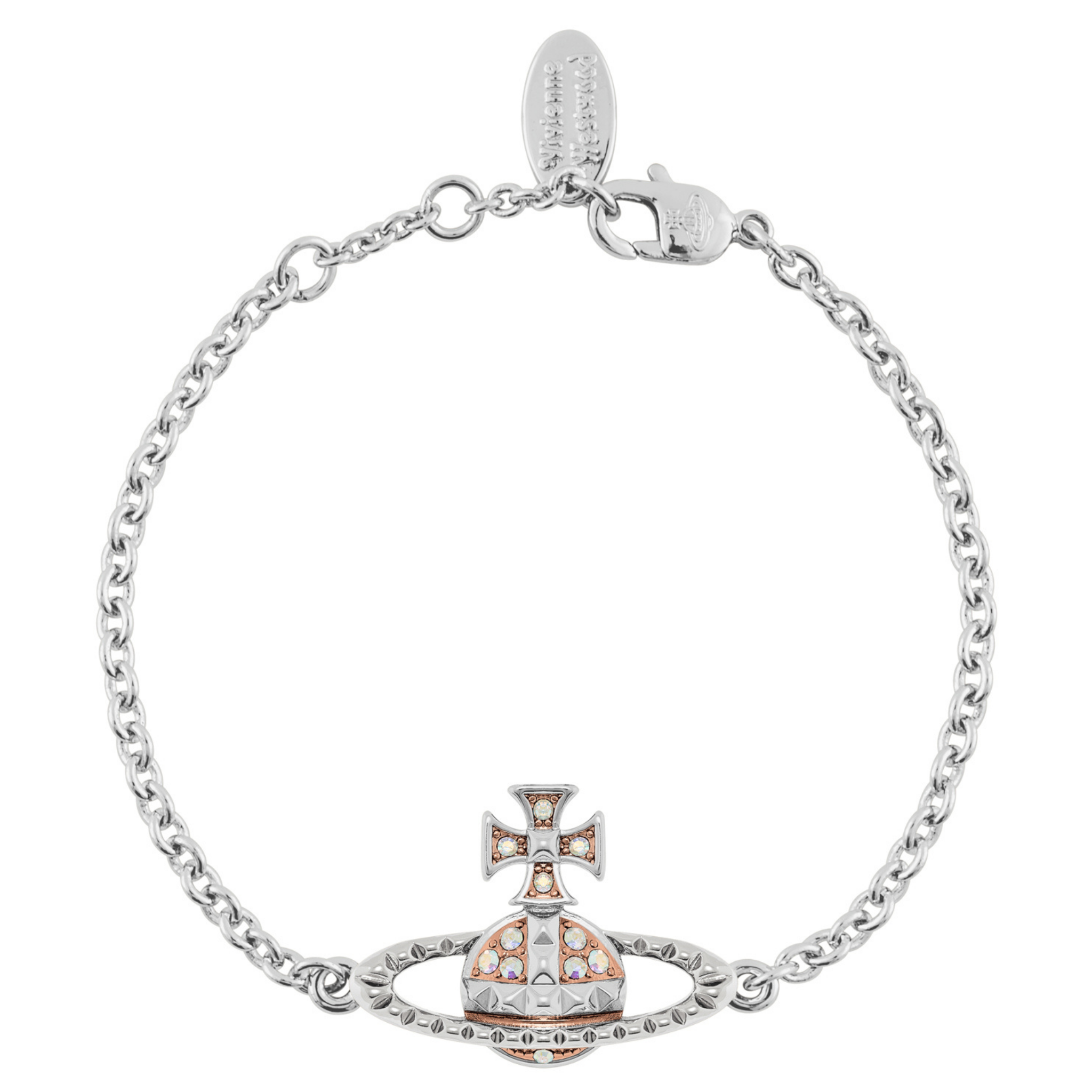 Vivienne Westwood Rhodium/Pink Gold/Crystal Mayfair Bas Relief Bracelet