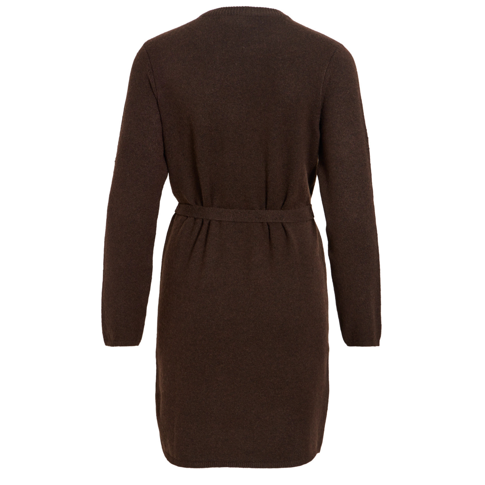 Womens Vila Coffee Bean Melange Viliga Belted Knit Dress