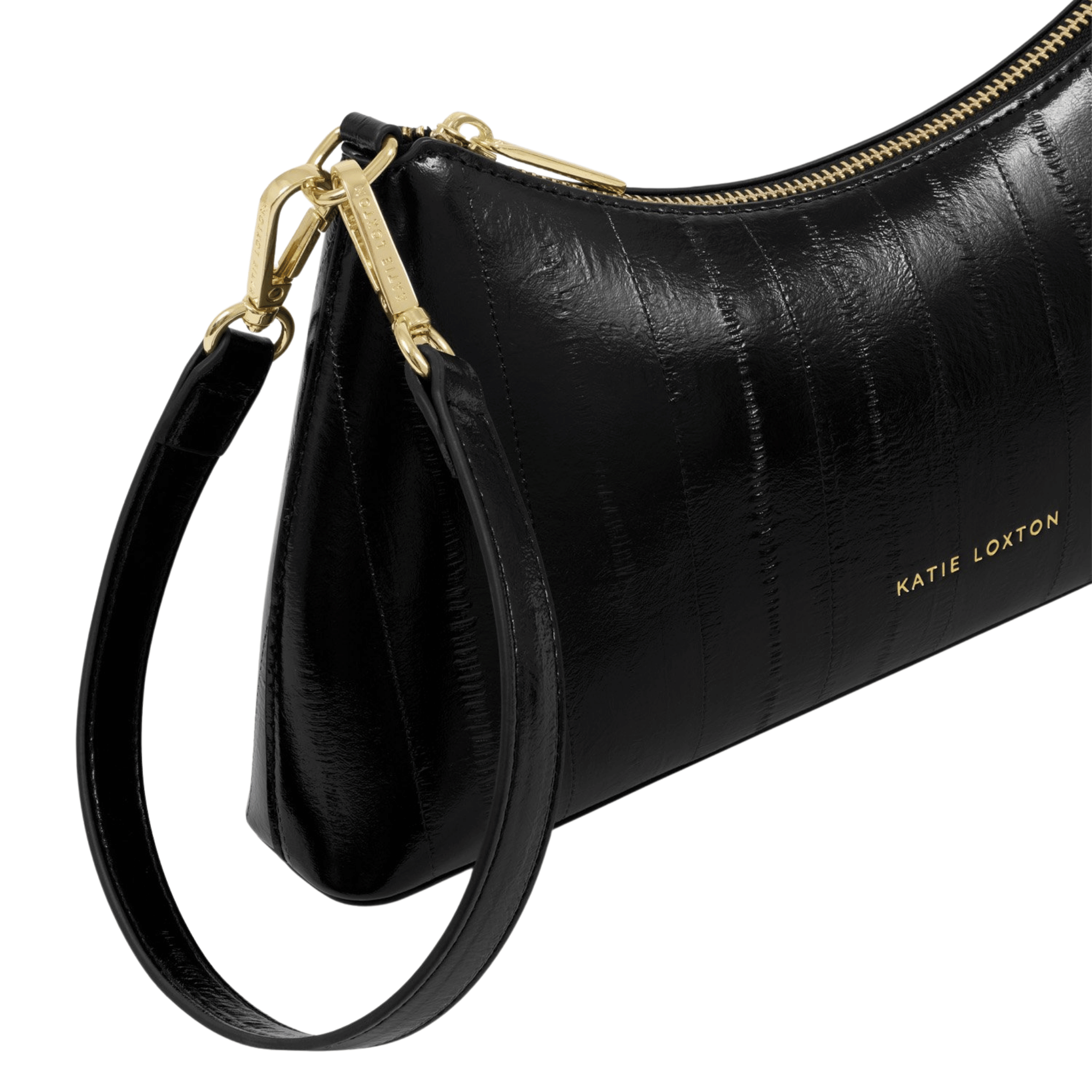 Womens Katie Loxton Black Eel Miley Small Shoulder Bag