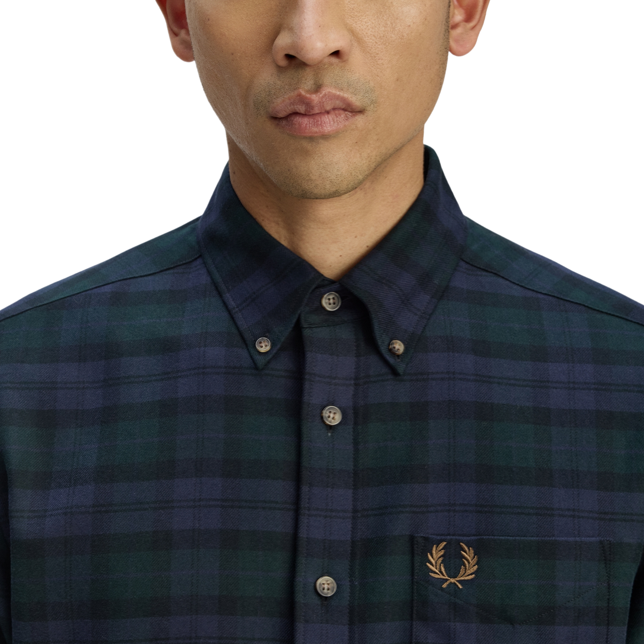 Mens Fred Perry Blackwatch Tartan Brushed Twill L/s Shirt