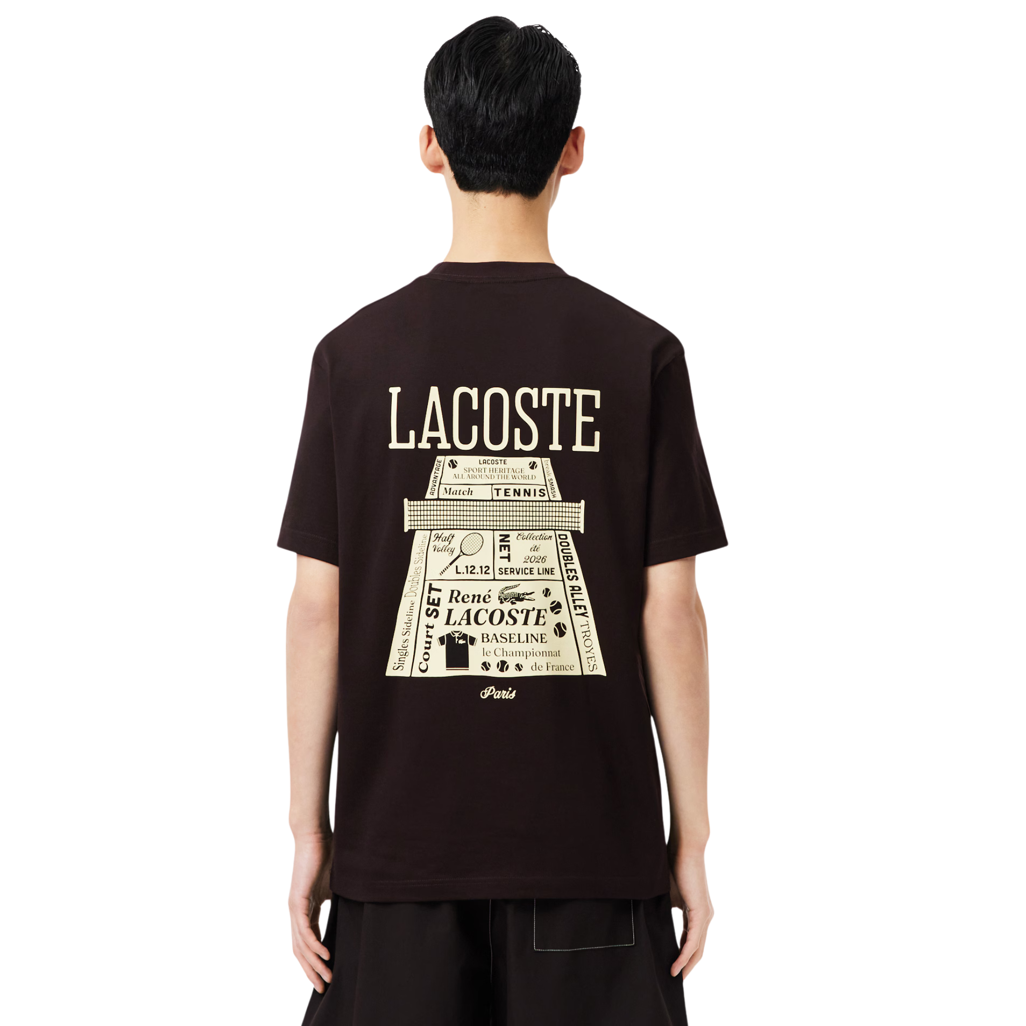 Mens Lacoste Brown Back Print S/s T Shirt