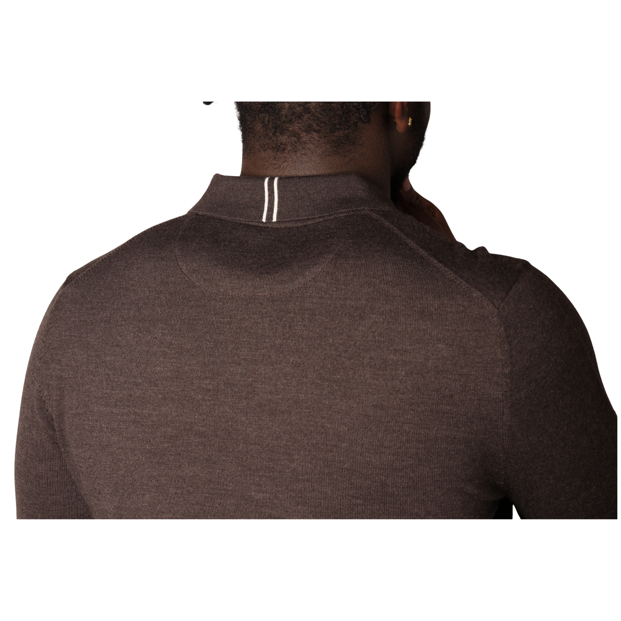 Mens Mercery Coffee Beddington Merino Zip L/s Polo