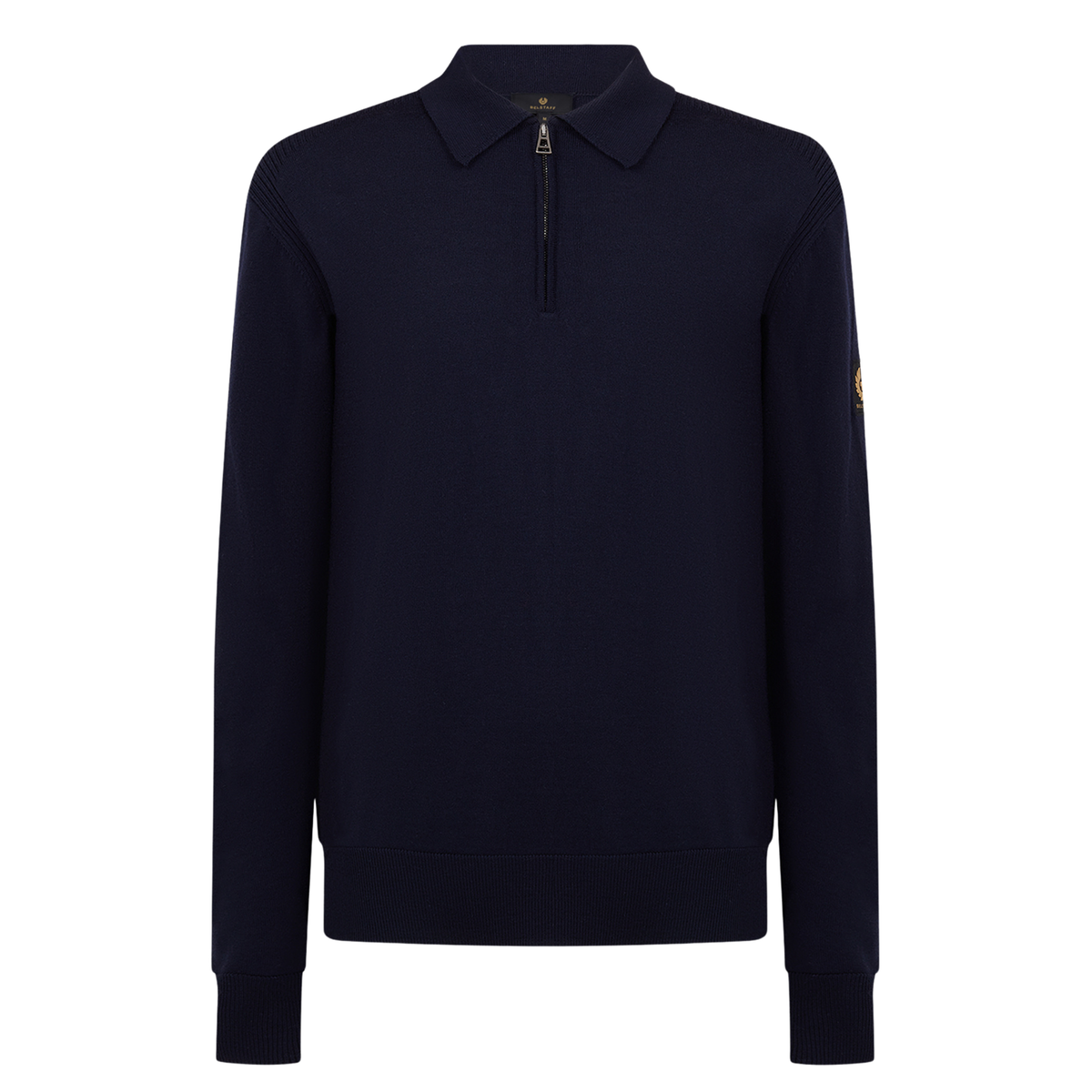 Belstaff Dark Ink Kyle Merino Wool Zip L/s Polo Shirt | Hurleys