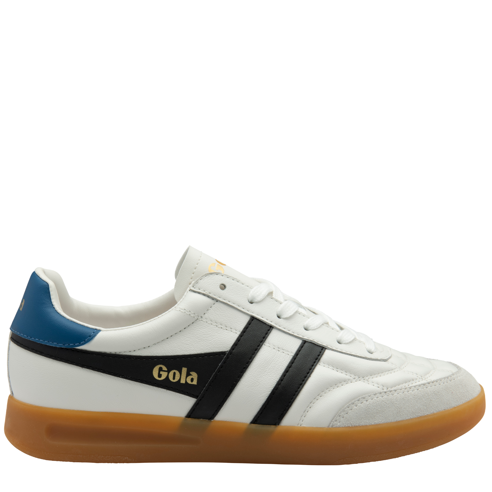 Mens Gola White/Black/Marine Blue/Gum Stadia Leather Trainers