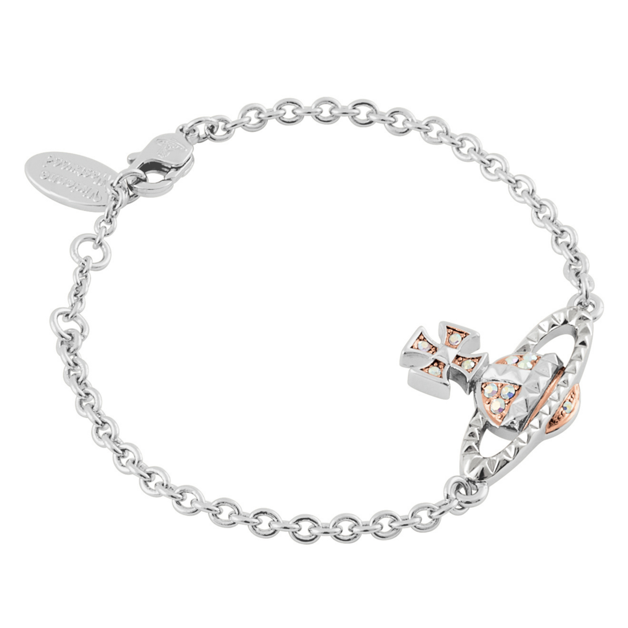 Vivienne Westwood Rhodium/Pink Gold/Crystal Mayfair Bas Relief Bracelet