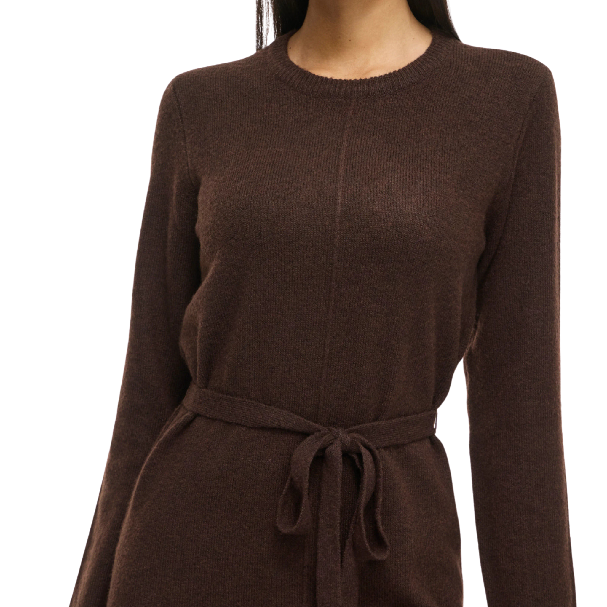 Womens Vila Coffee Bean Melange Viliga Belted Knit Dress
