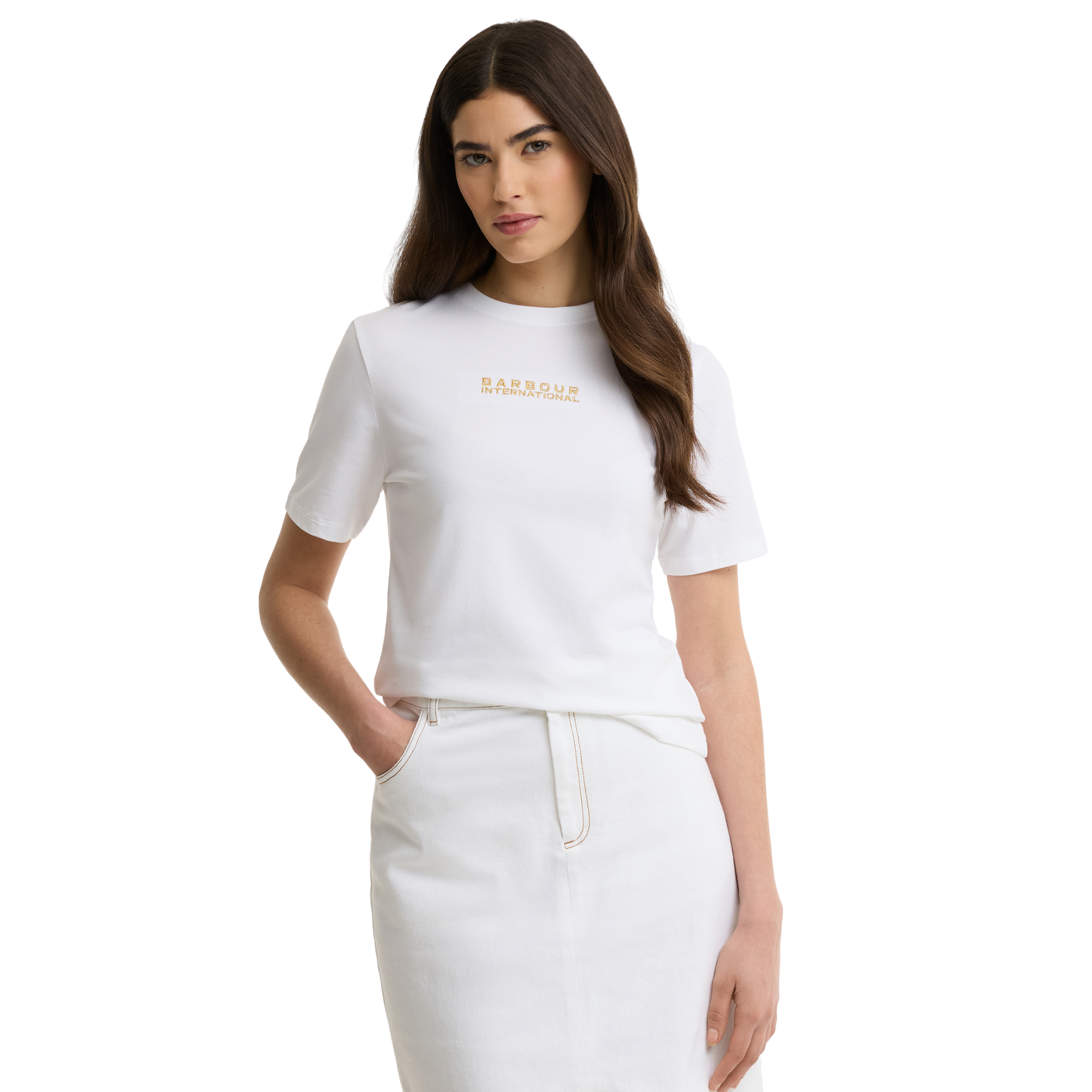 Womens Barbour International White Nova S/s T Shirt