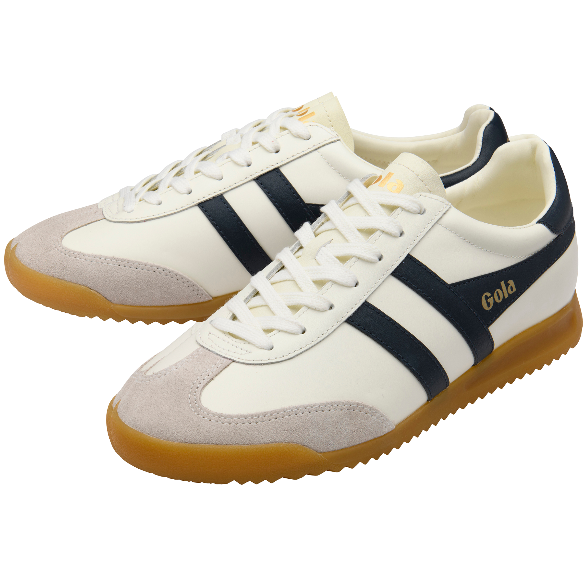 Mens Gola Off White/Navy Torpedo Leather Trainers