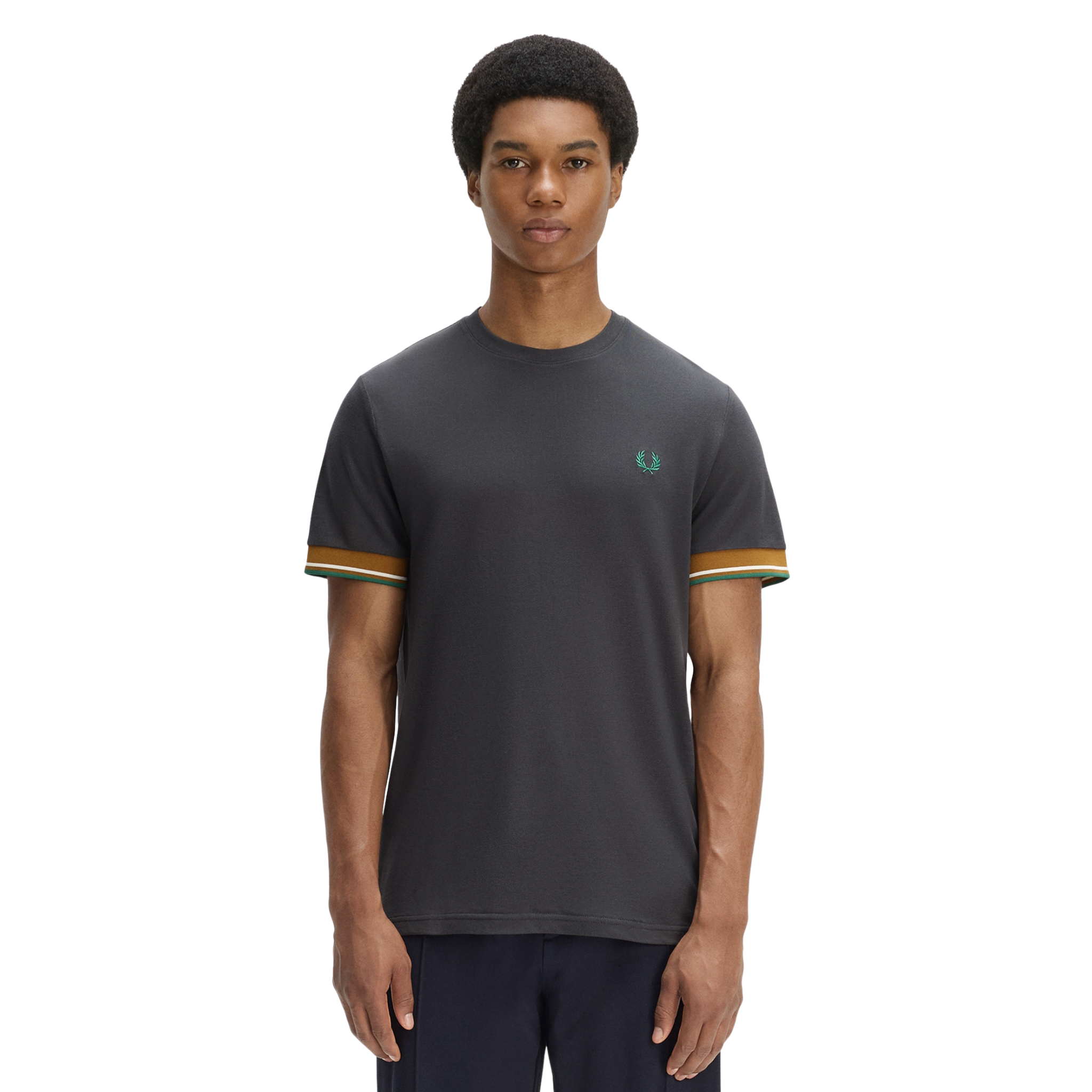 Mens Fred Perry Anchor Grey Twin Tipped Cuff S/s T Shirt