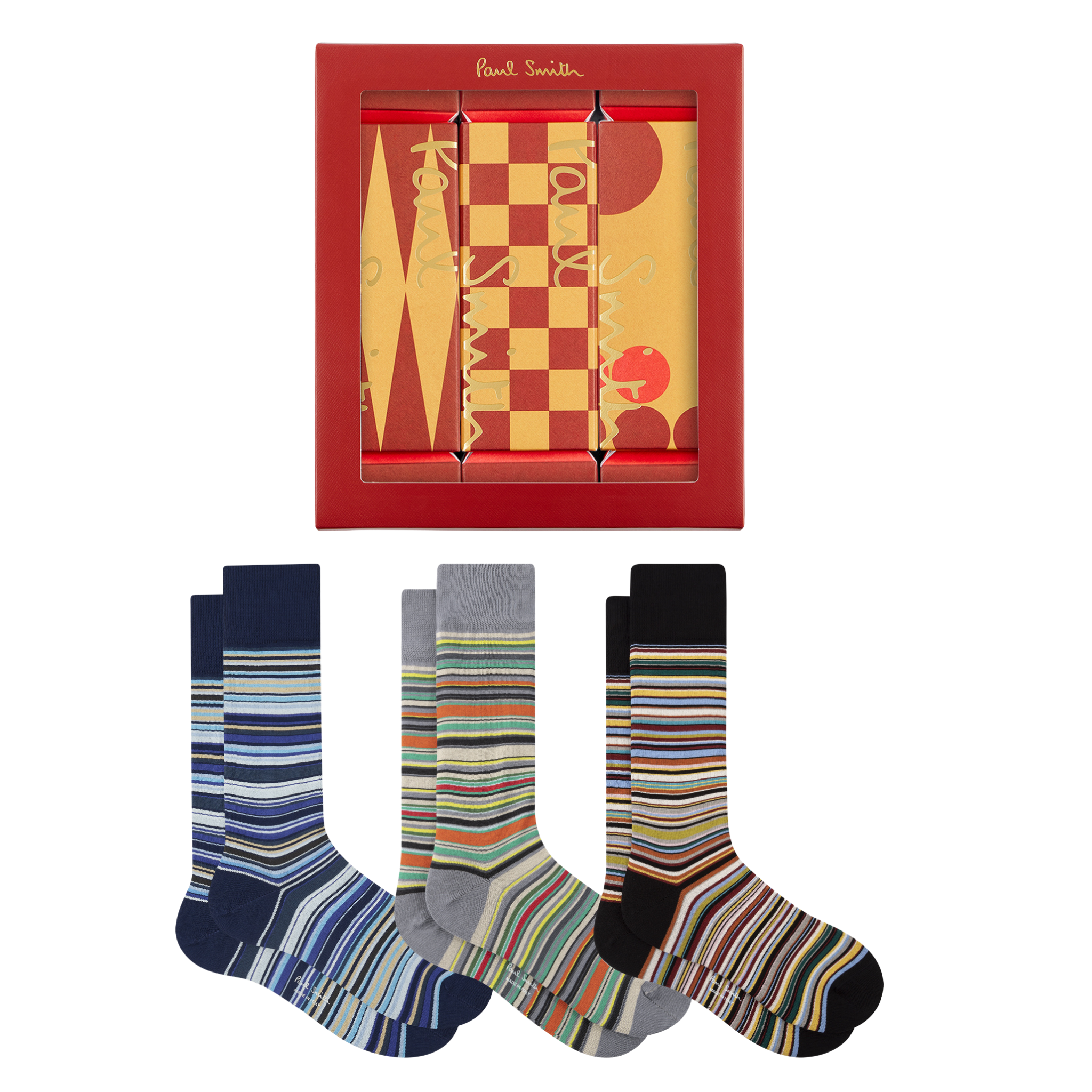 Mens Paul Smith Multi Stripe 3 Pack Sock Cracker Gift Set