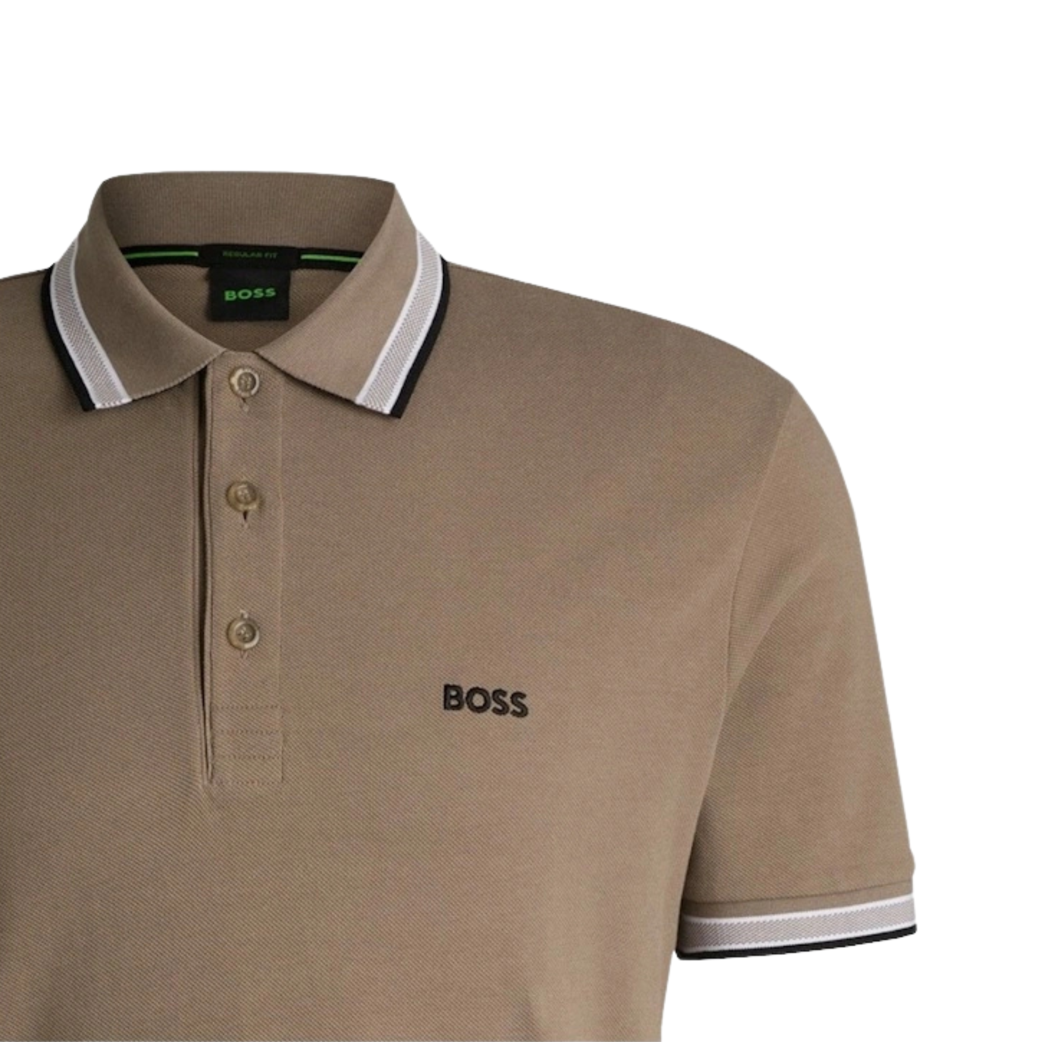 Mens BOSS Dark Beige Paddy Regular Fit S/s Polo