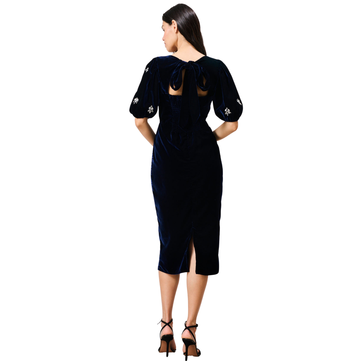 Womens Hope & Ivy Dark Blue Veloura Embellished Midi Dress