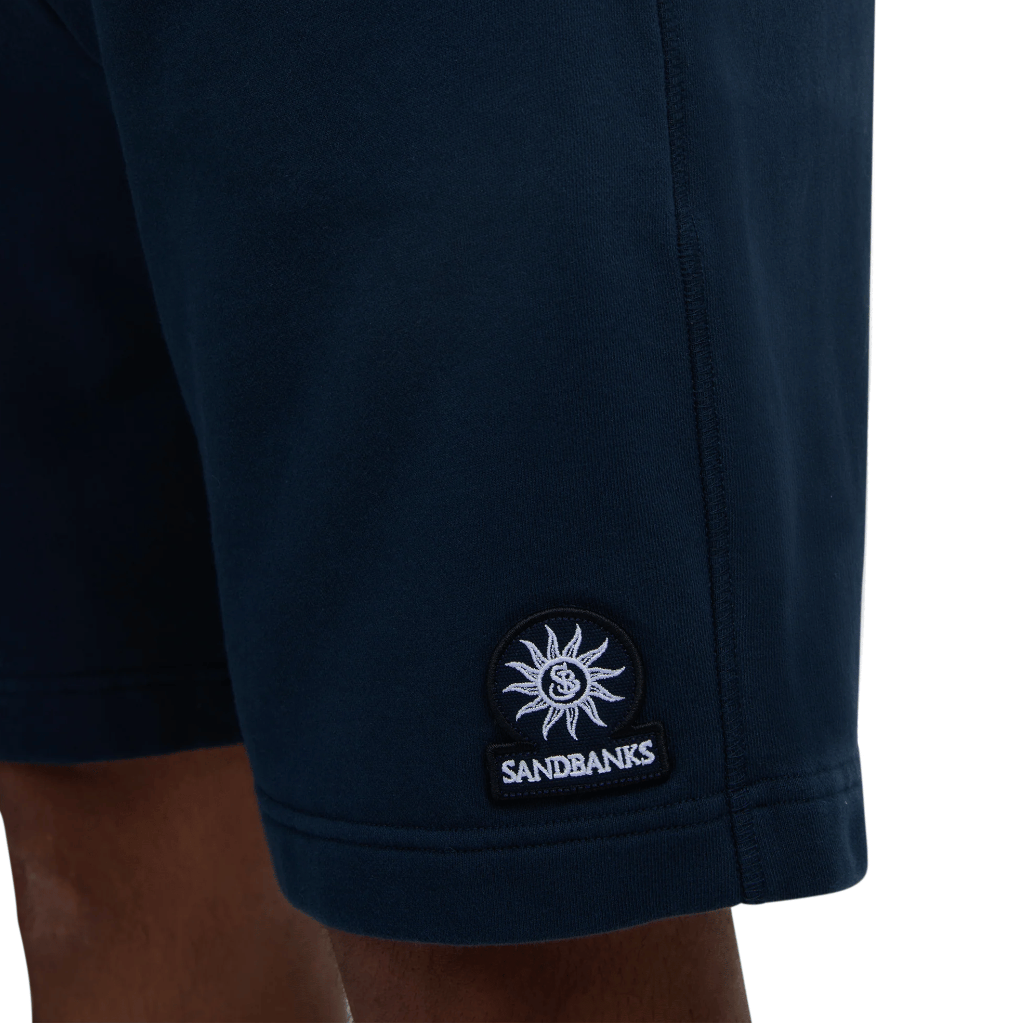 Mens Sandbanks Navy Badge Logo Sweat Shorts
