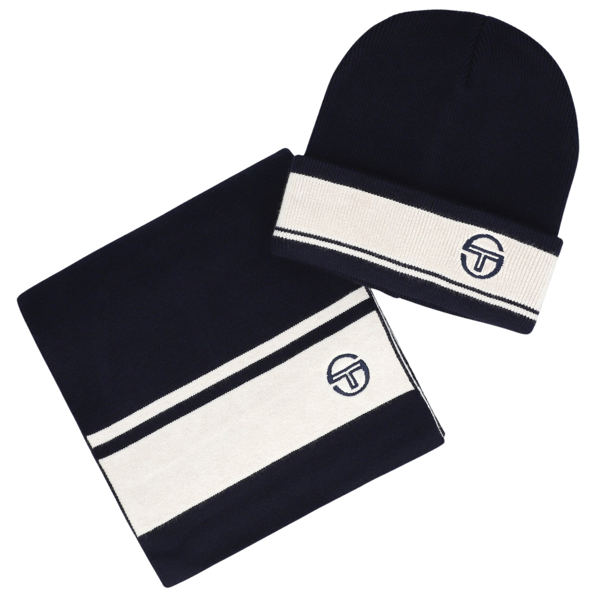 Mens Sergio Tacchini Maritime Blue Originale Beanie & Scarf Set