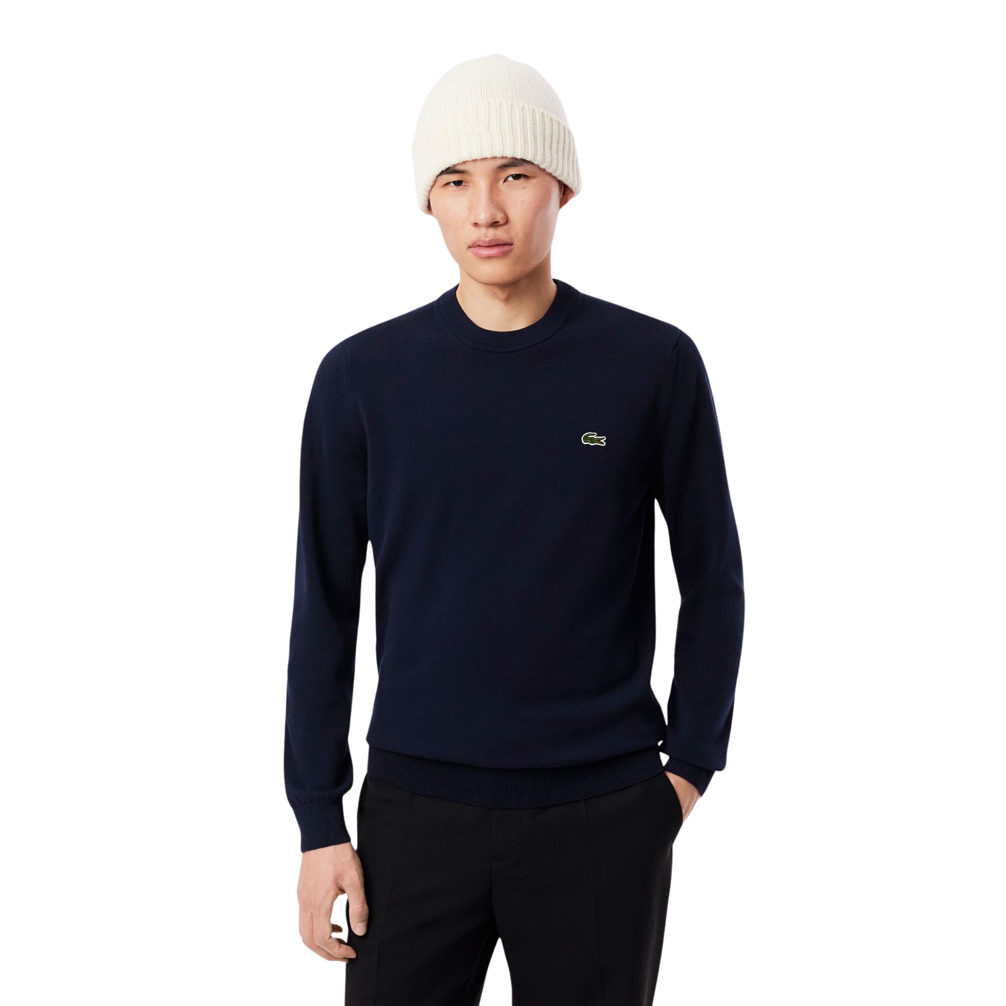 Mens Lacoste Navy Crew Neck Knit Jumper