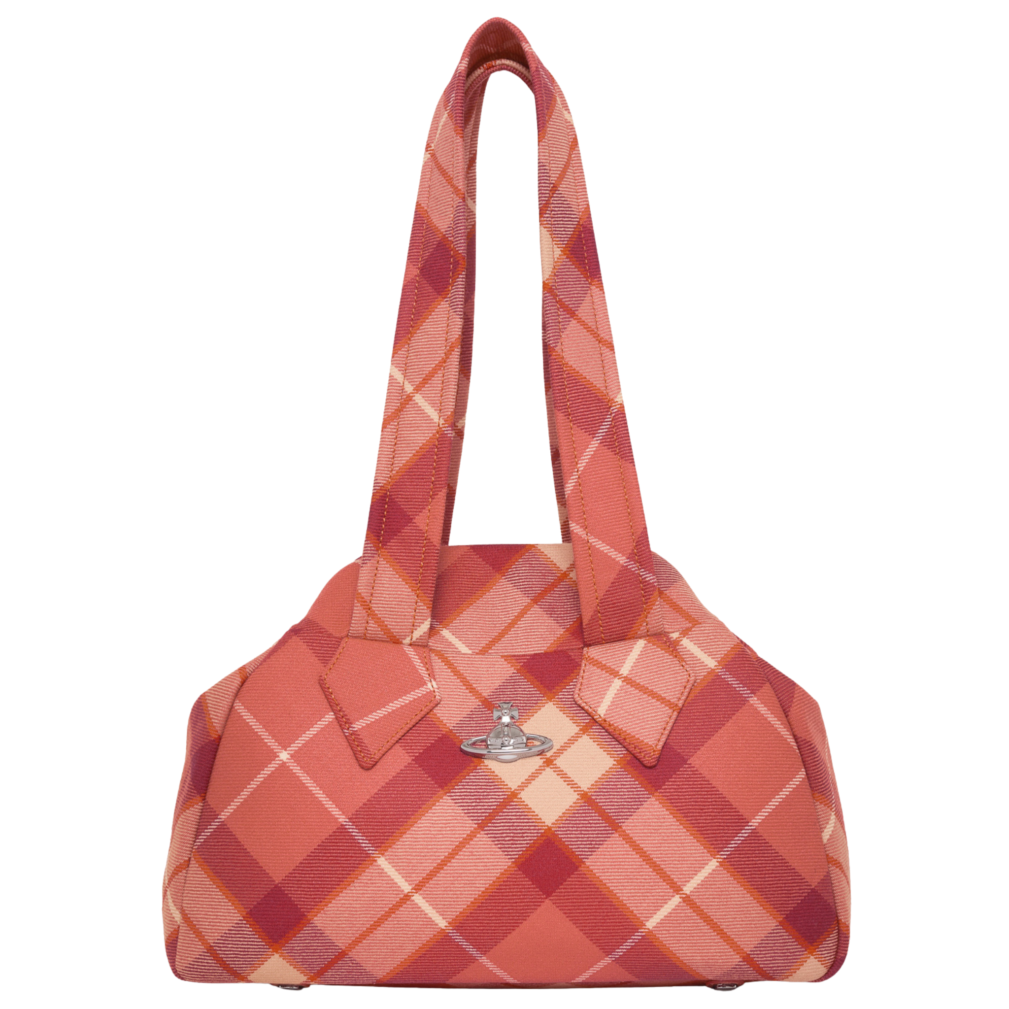 Womens Vivienne Westwood Fraser Pink Wool Tartan Archive Medium Bag