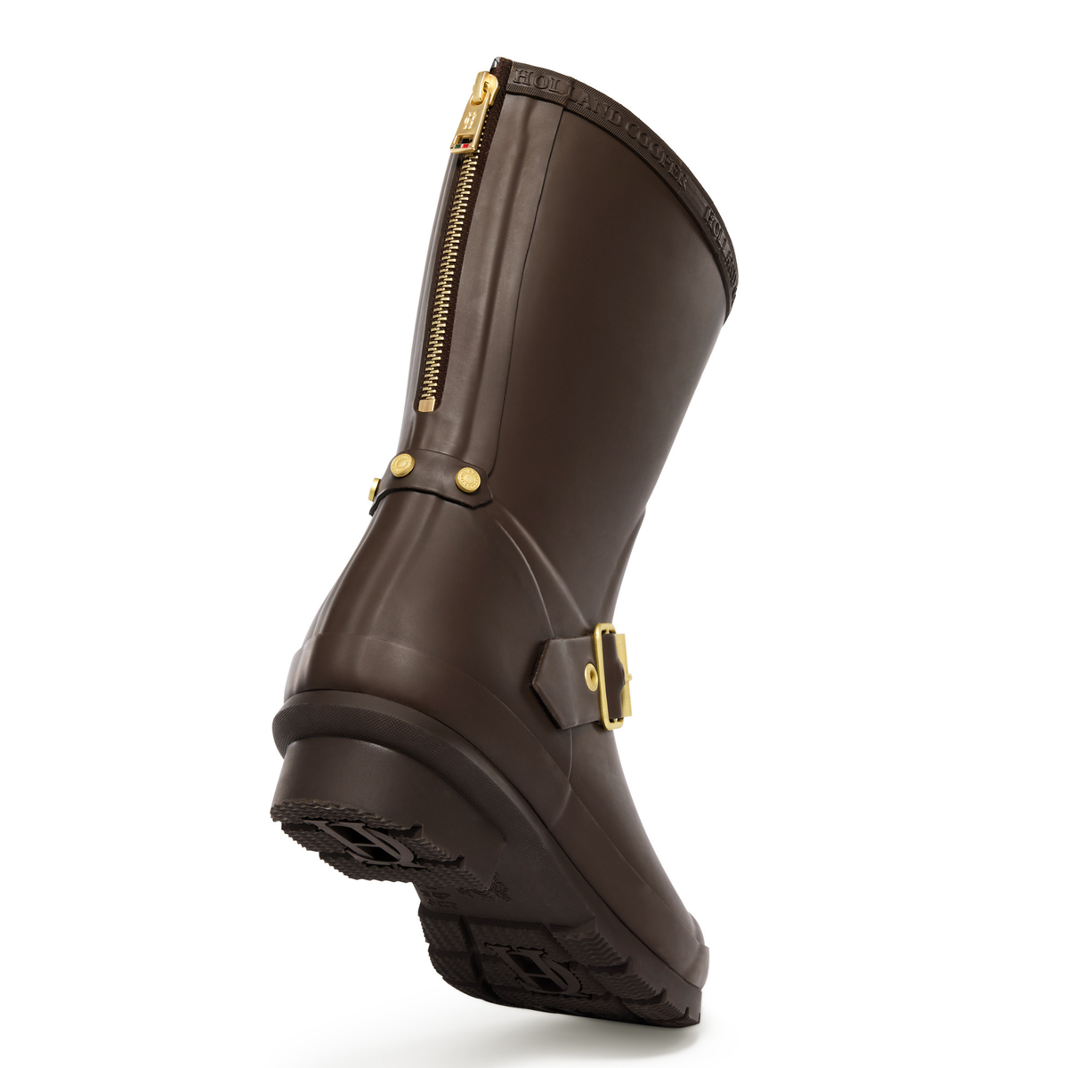 Womens Holland Cooper Chocolate Gold Sherpa Lined Chelsea Wellies