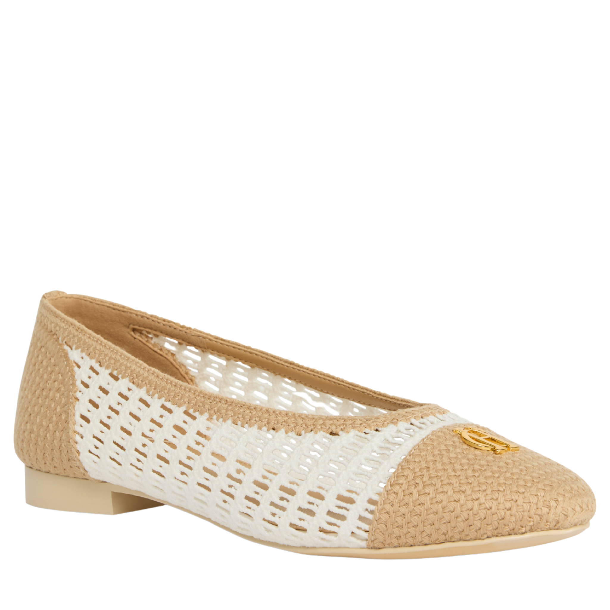 Womens Holland Cooper Cream Tan Rattan Ballet Shoes