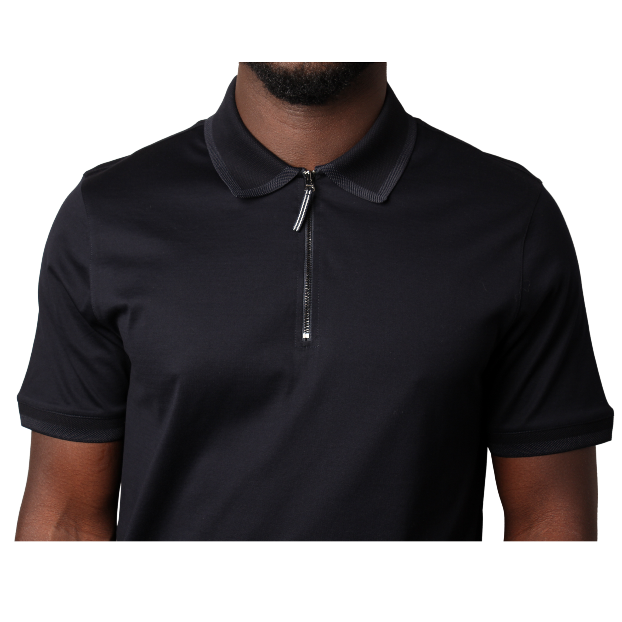 Mens Mercery Navy Regal Zip Neck S/s Polo Shirt