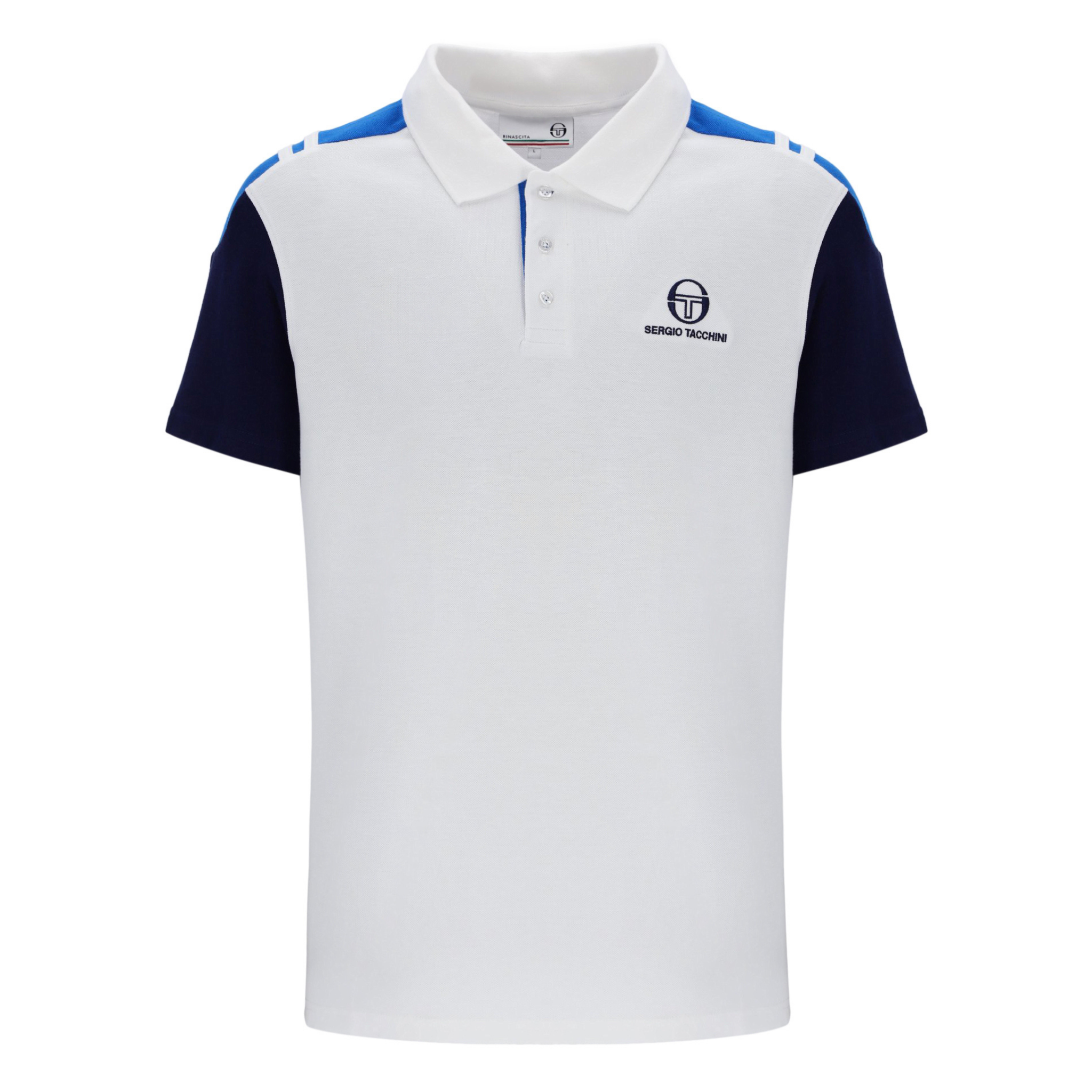 Mens Sergio Tacchini White/Maritime Blue Drive S/s Polo