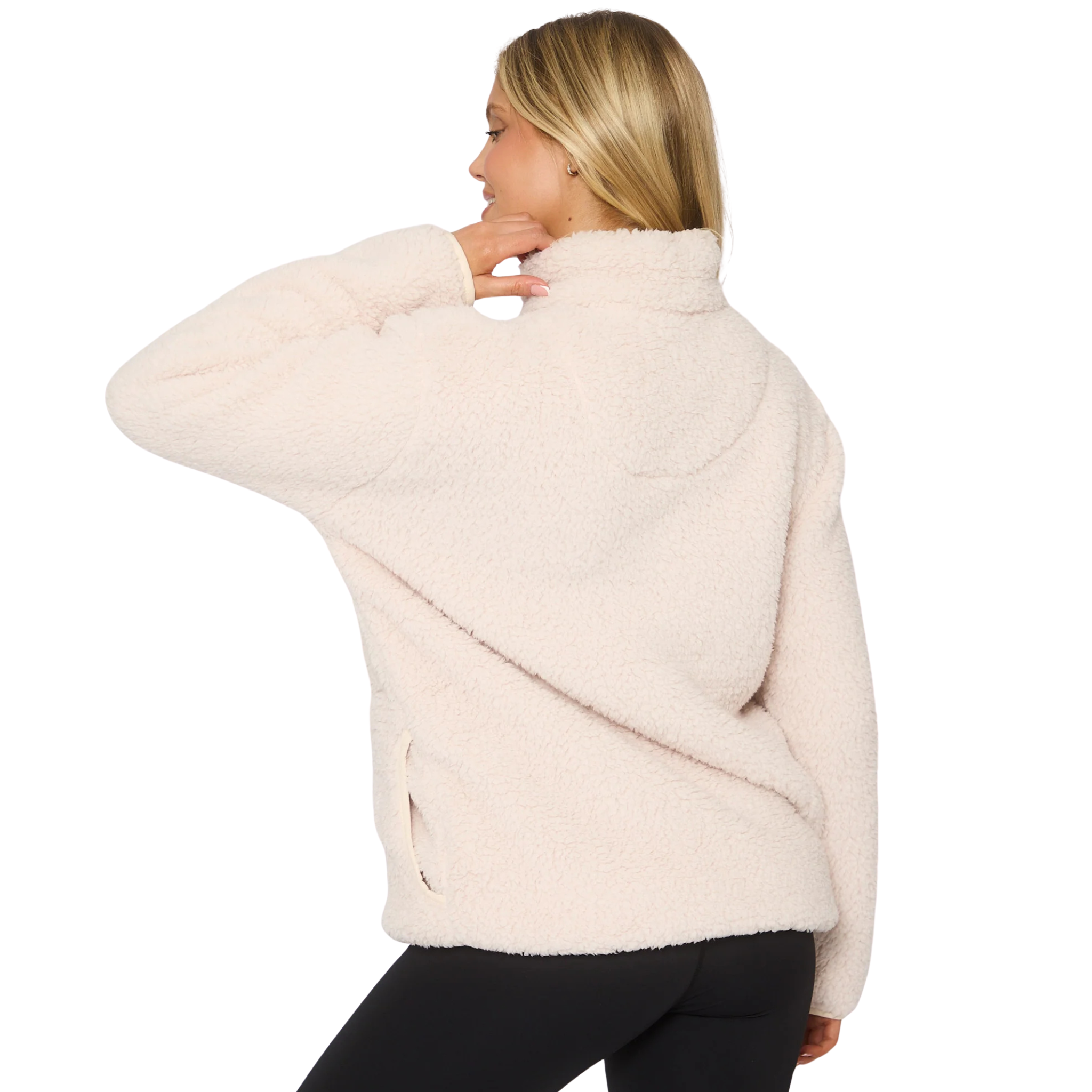 Womens Cream Borg 1/4 Zip Jumper