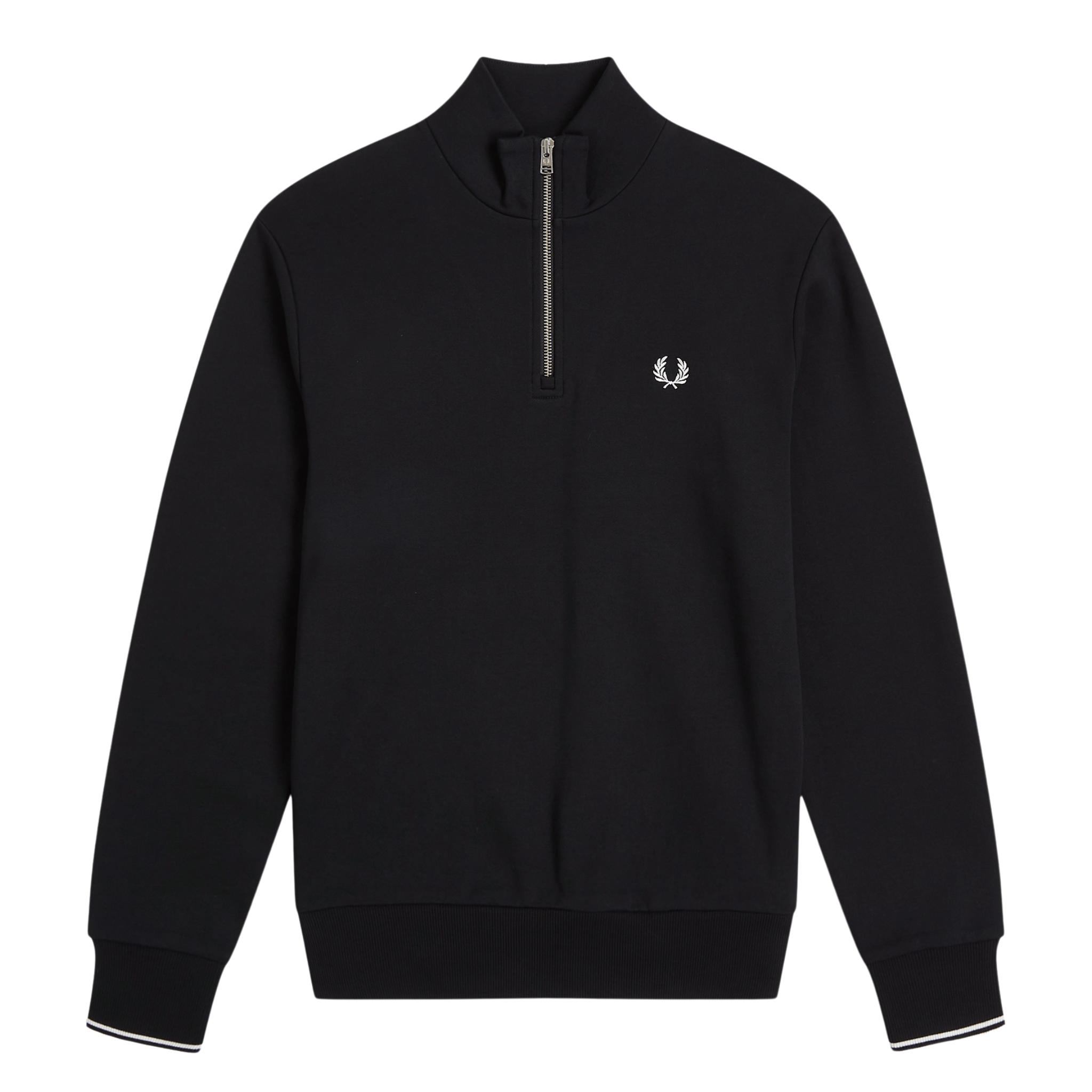 Mens Fred Perry Black Half Zip Sweatshirt