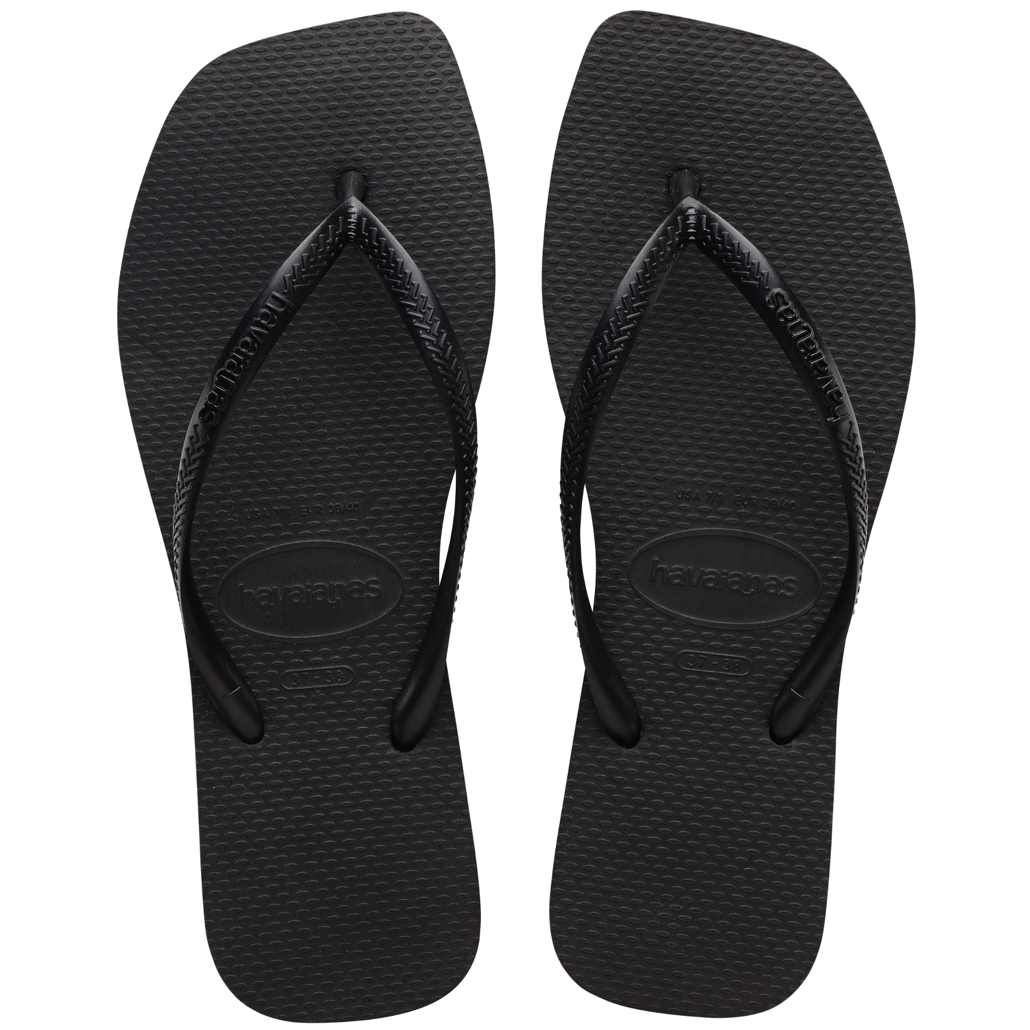 Womens Havaianas Black Slim Square Flip Flops