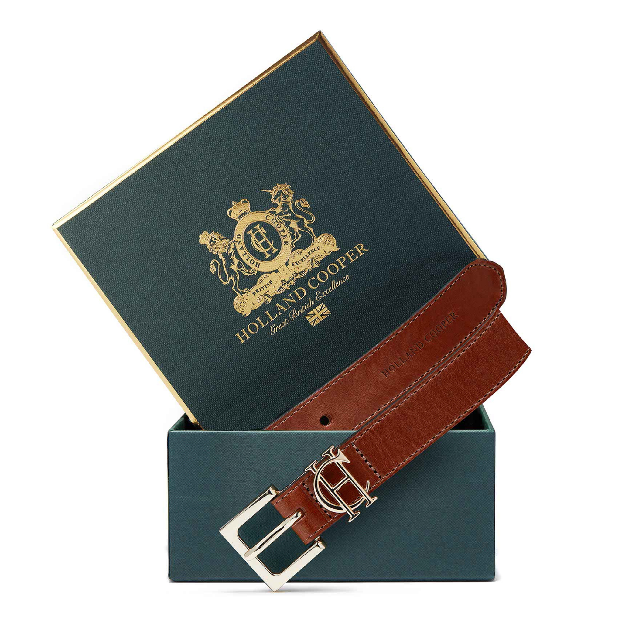 Womens Holland Cooper Tan Slim Logo Belt