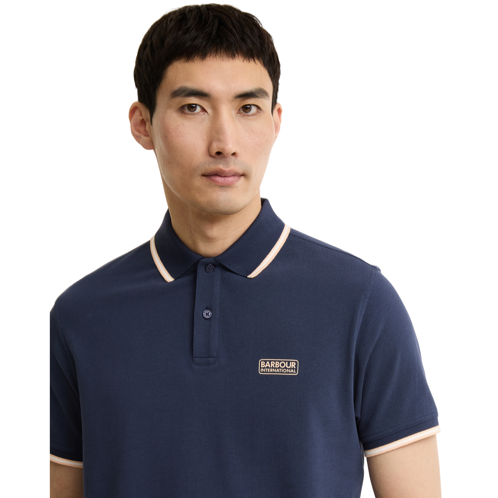 Mens Barbour International Oxford Navy Evan Tipped S/s Polo Shirt