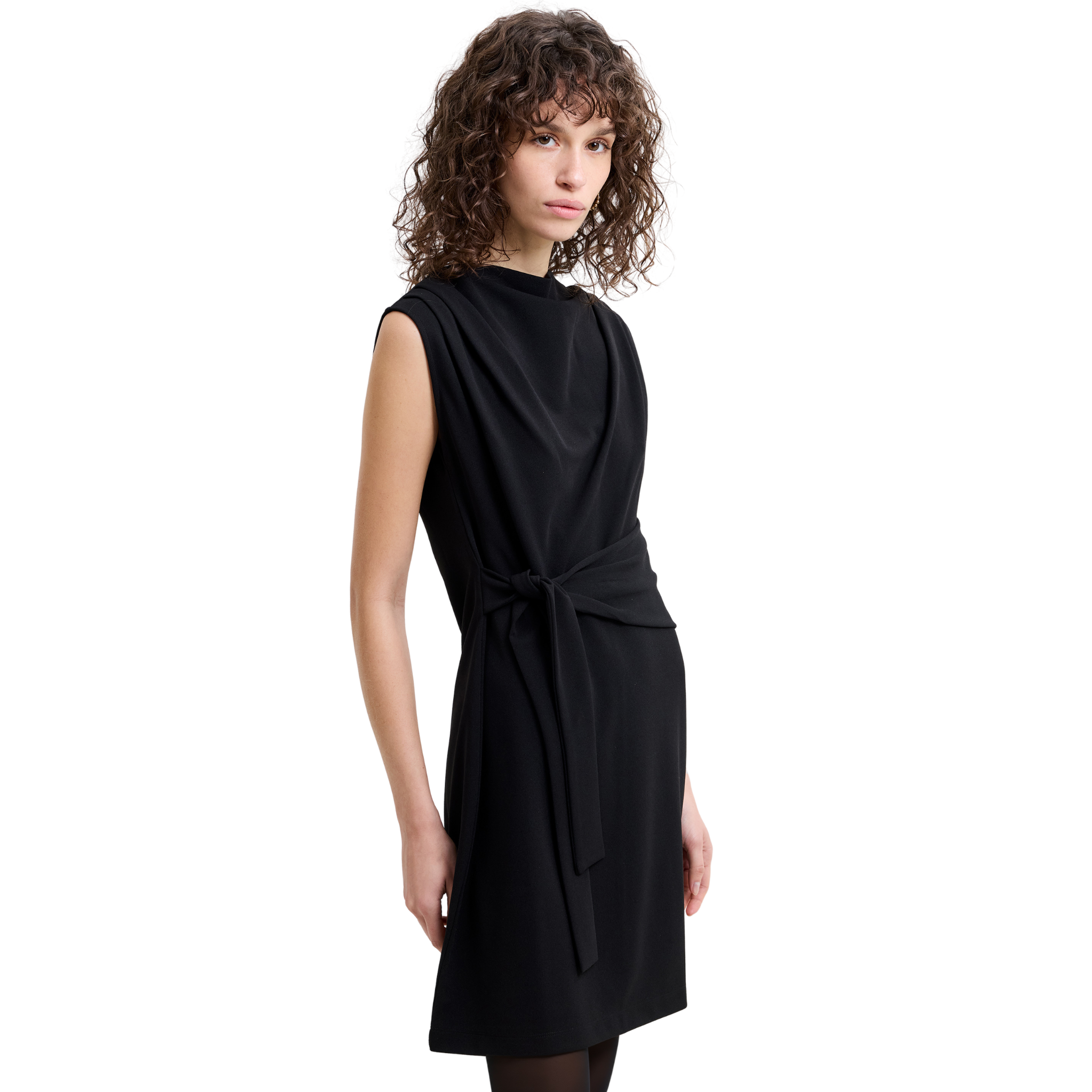 Womens French Connection Black Zion Jersey Belted Dress