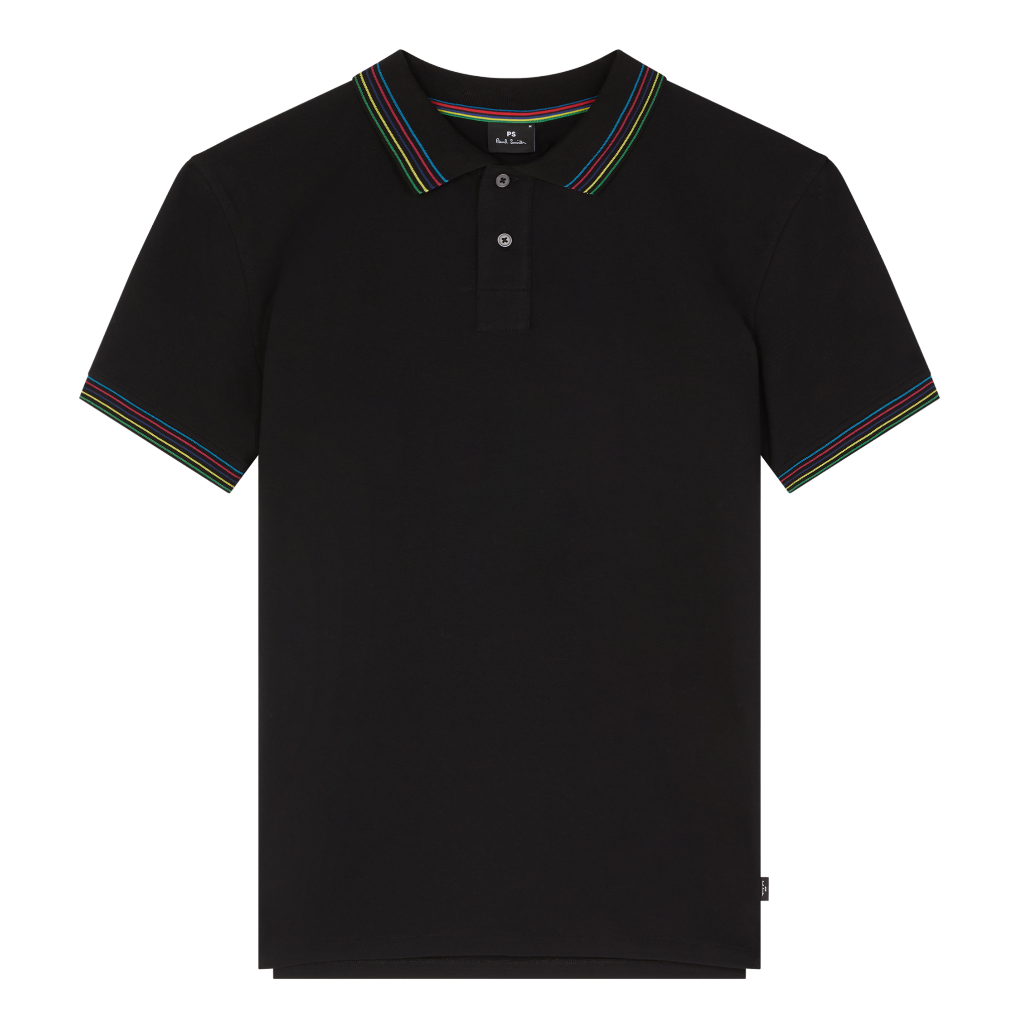Mens Paul Smith Black Tipped Sports Stripe Reg Fit S/s Polo Shirt