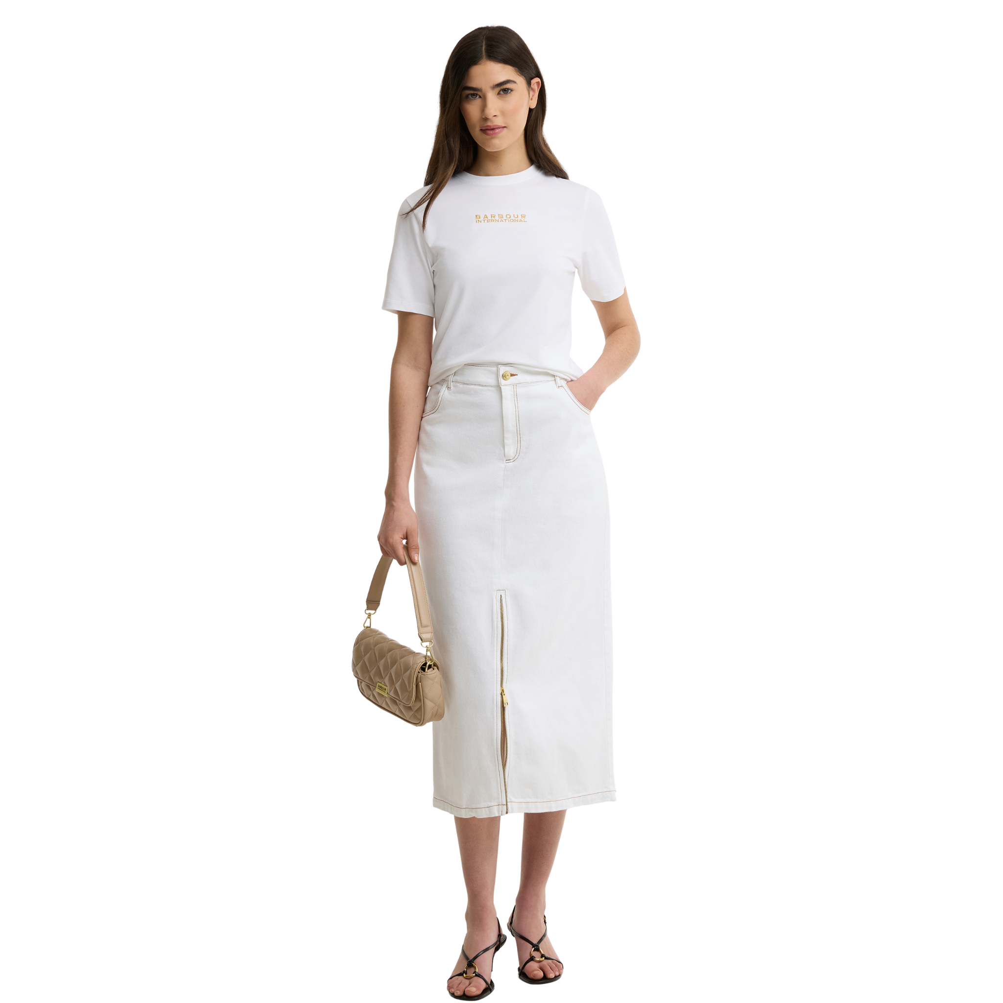 Womens Barbour International White Nova S/s T Shirt