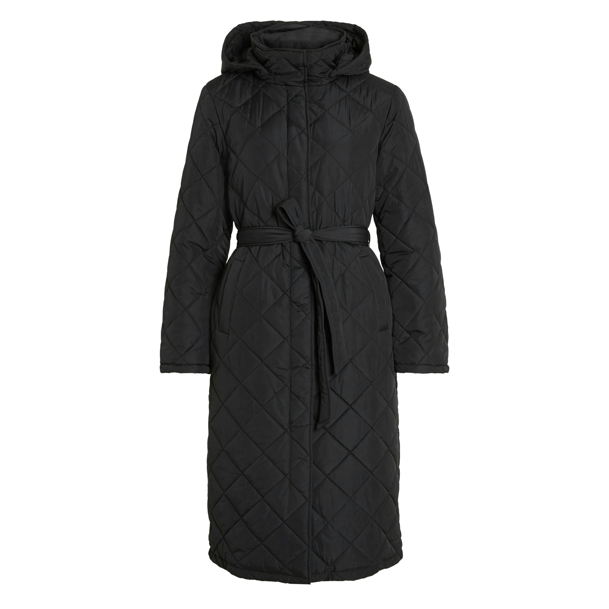 Womens Vila Black Vikante Quilted Long Coat