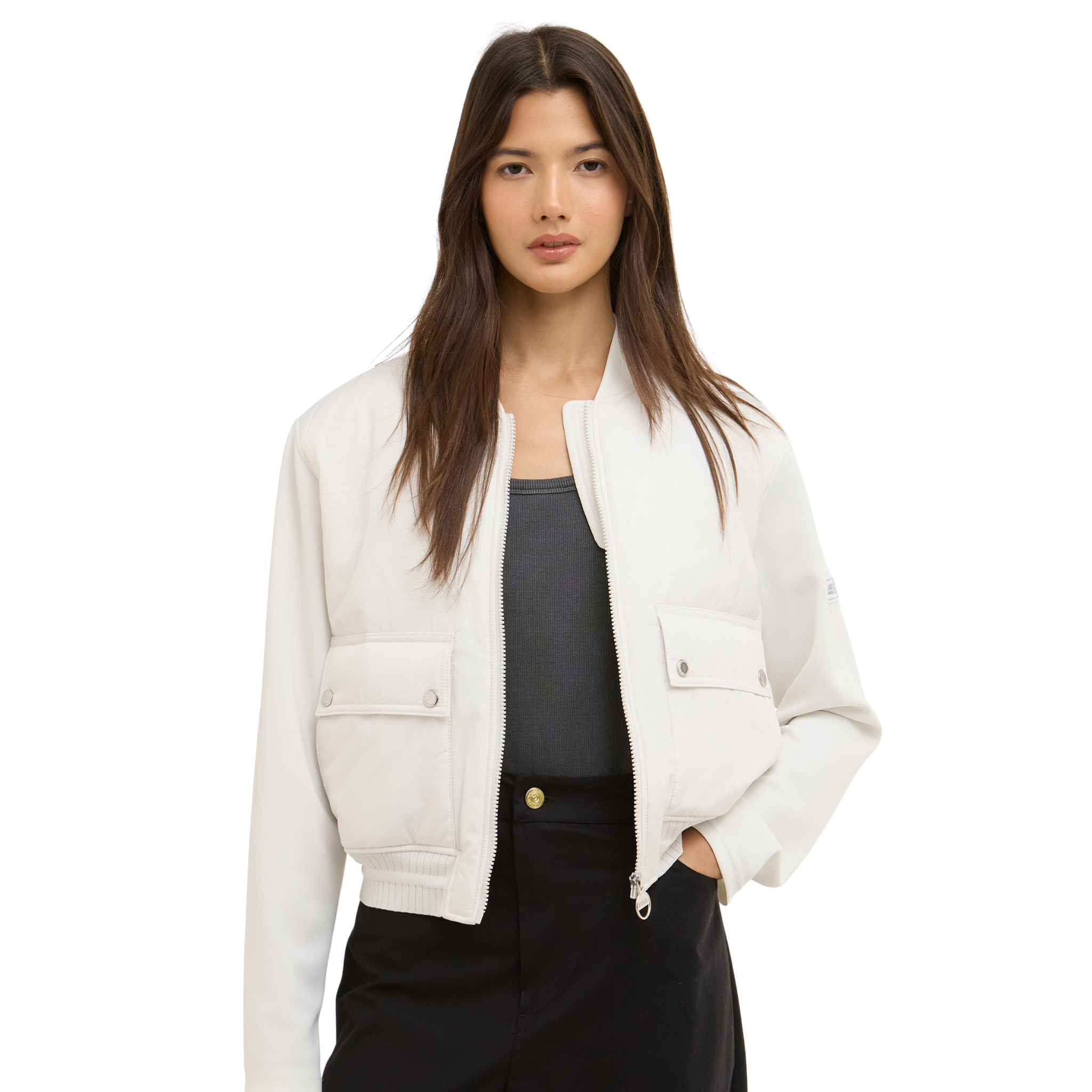 Womens Barbour International Vaporous Grey Emerson Quilted Sweat Jacket