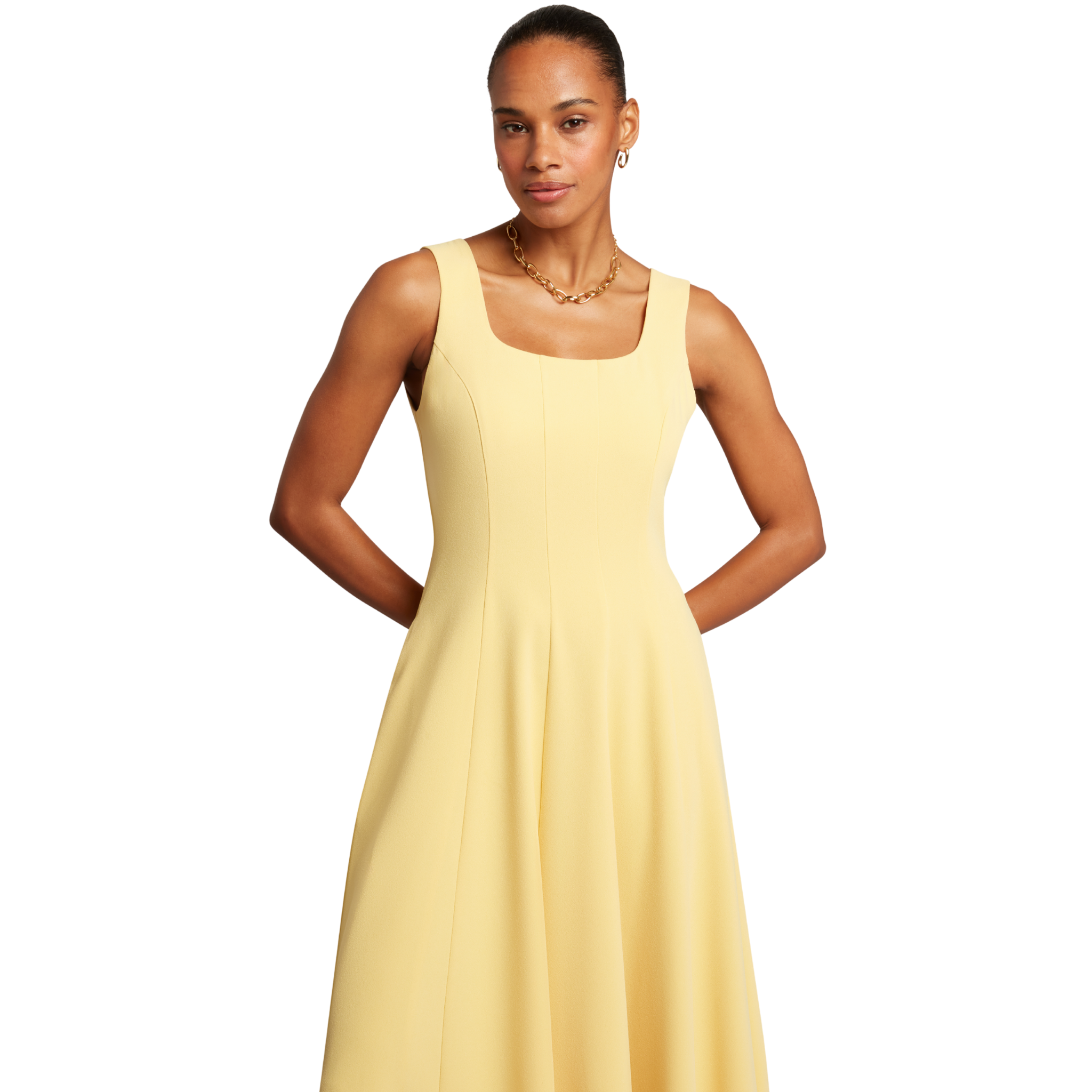 Womens Ted Baker Light Yellow Arlott Panelled Midi Dress