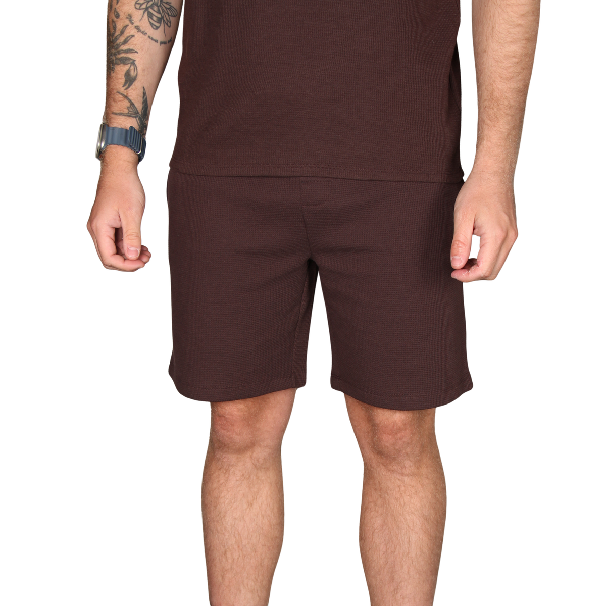 Mens BOSS Dark Brown Waffle Shorts