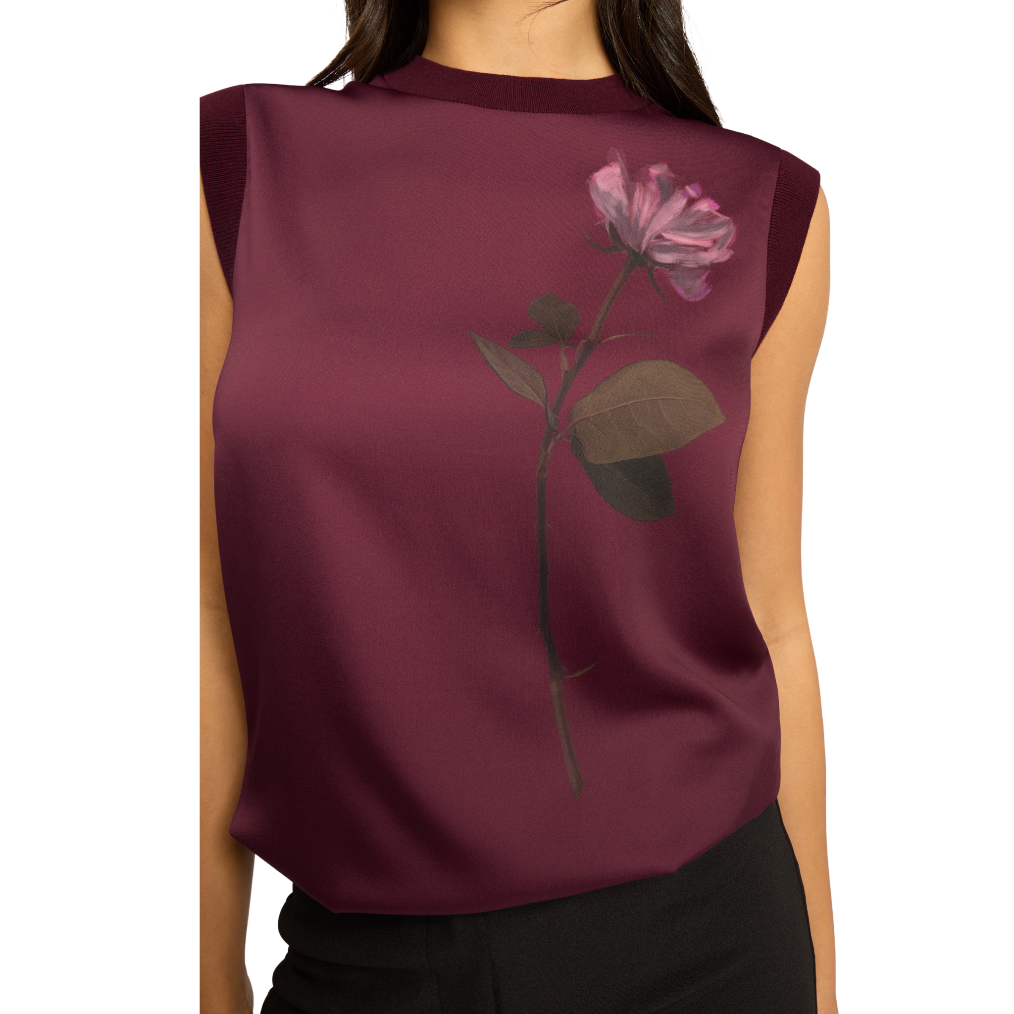 Womens Ted Baker Maroon Naleia Floral Printed Woven Front Tank